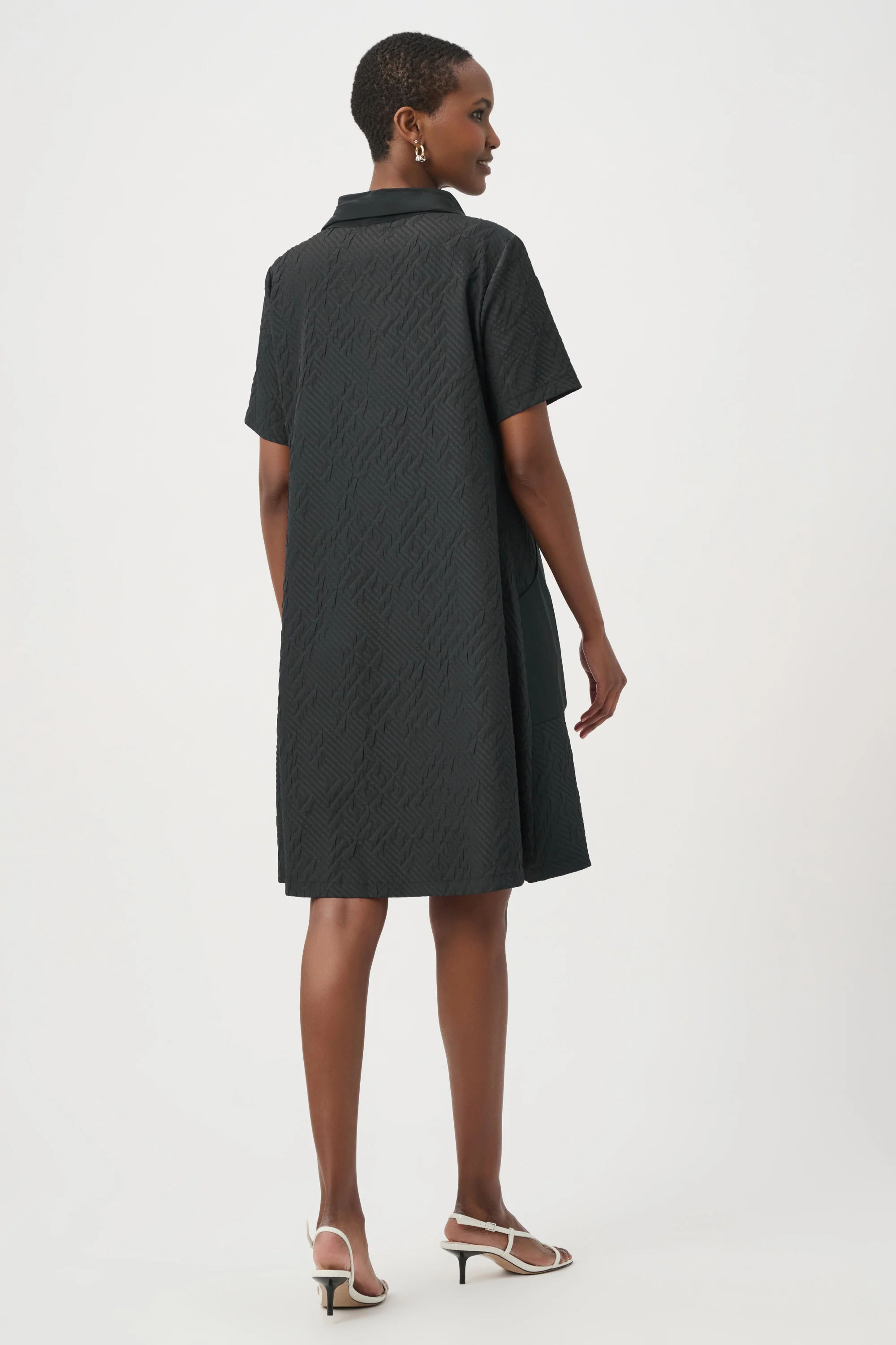 Joseph Ribkoff Geometric Textured Jacquard A-Line Dress Style 261027 - Image 2