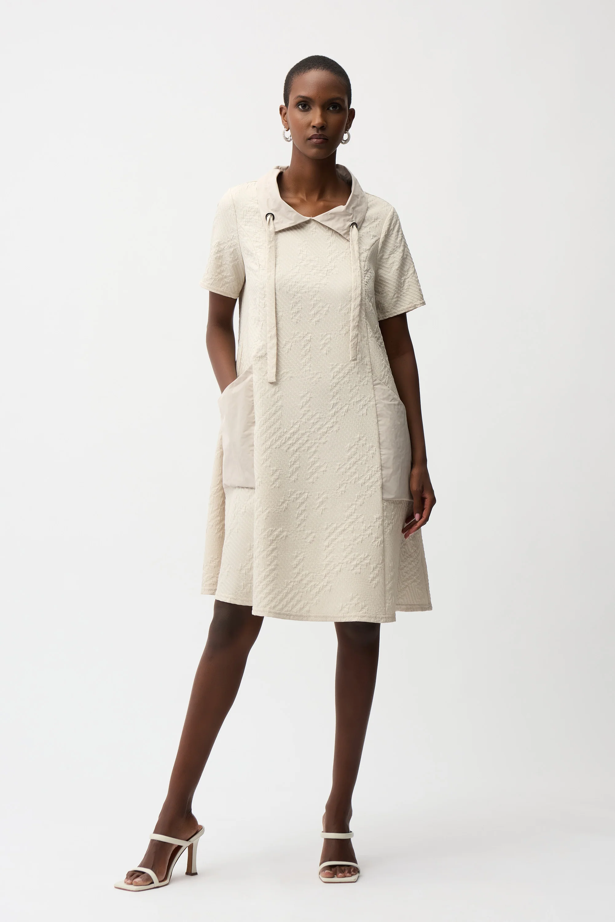 Joseph Ribkoff Geometric Textured Jacquard A-Line Dress Style 261027 - Image 5