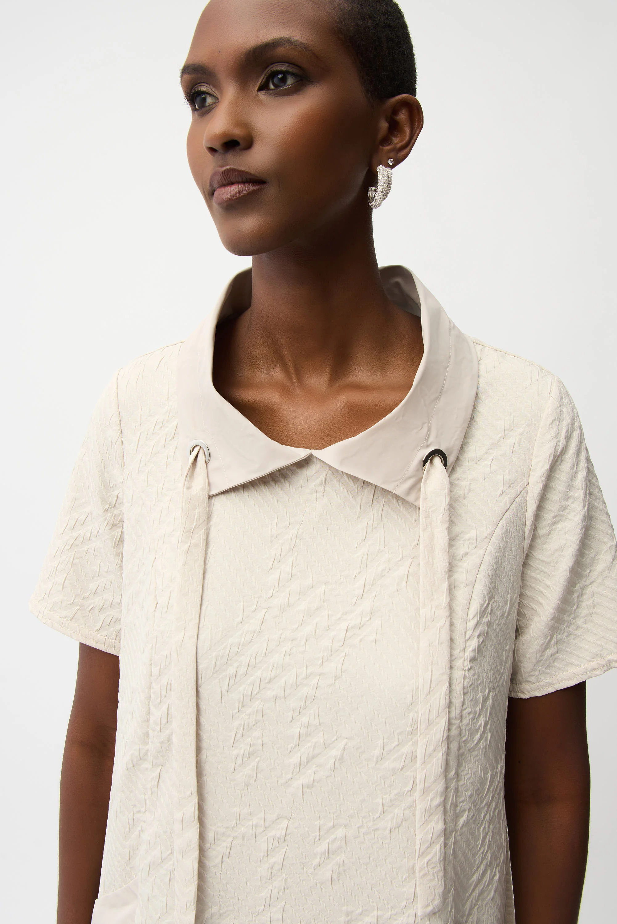 Joseph Ribkoff Geometric Textured Jacquard A-Line Dress Style 261027 - Image 6