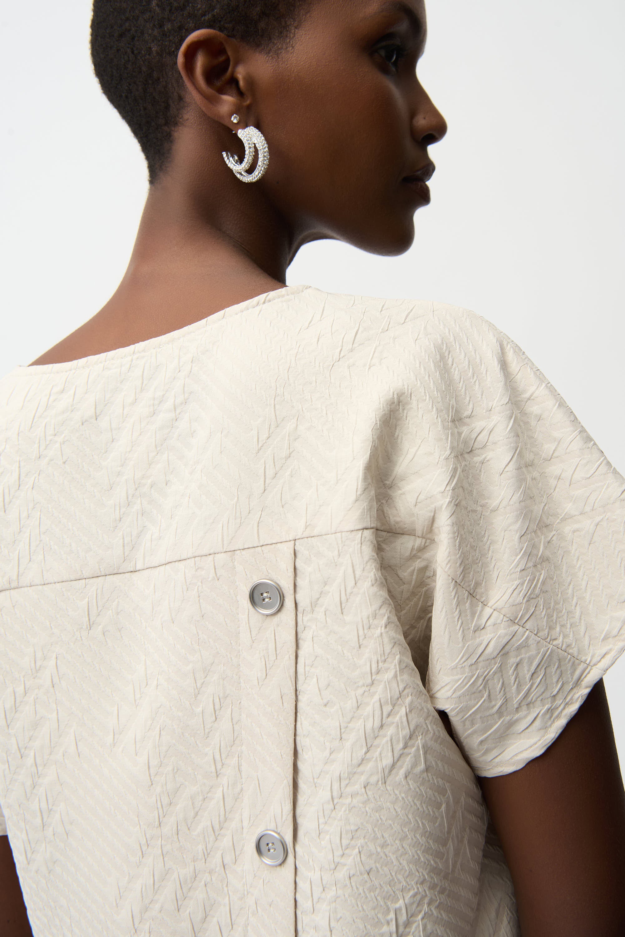 Joseph Ribkoff Geometric Textured Jacquard Top With V-neckline Style 261055 - Image 8