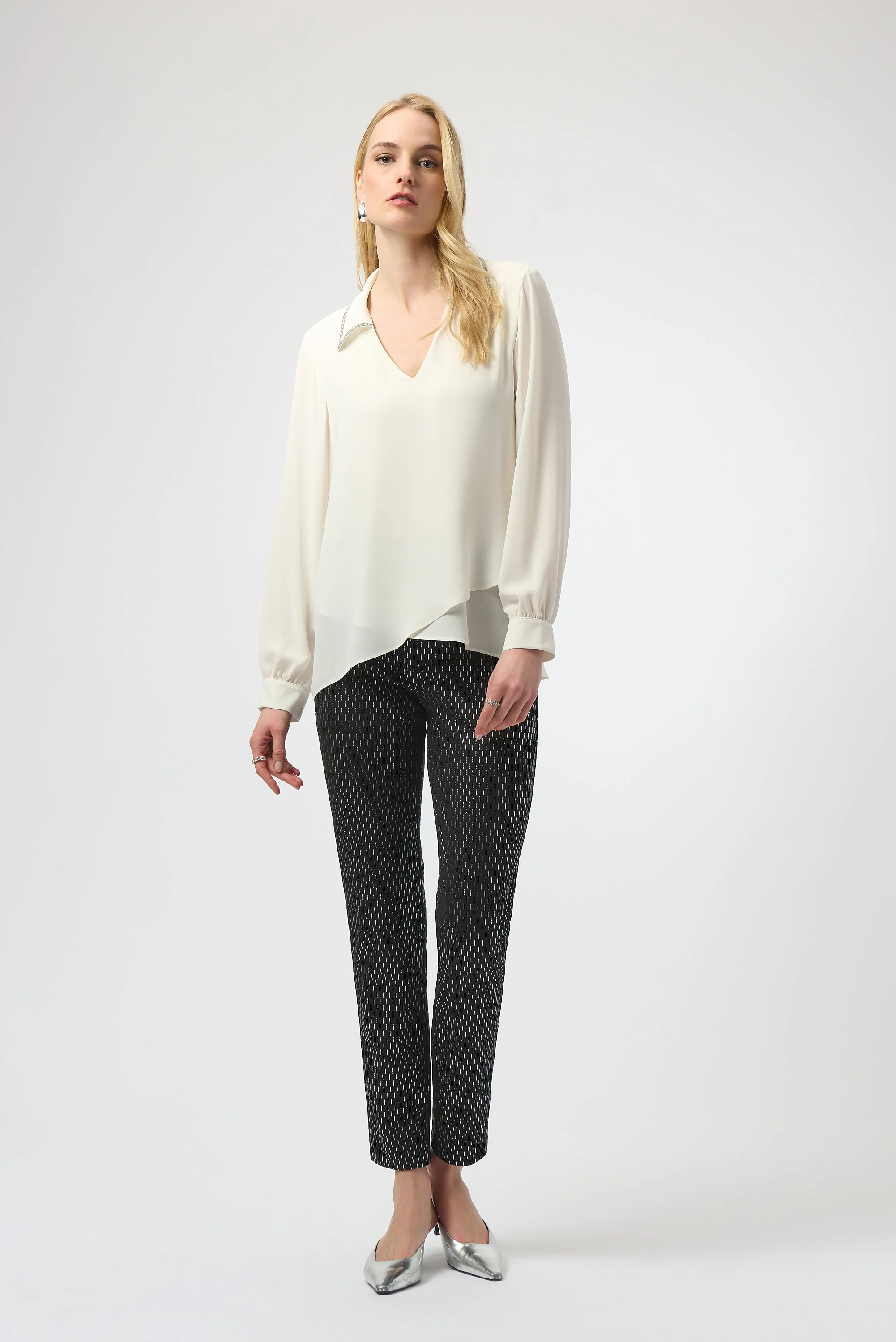 Joseph Ribkoff Georgette Flared Layered Top Style 254141 - Image 4