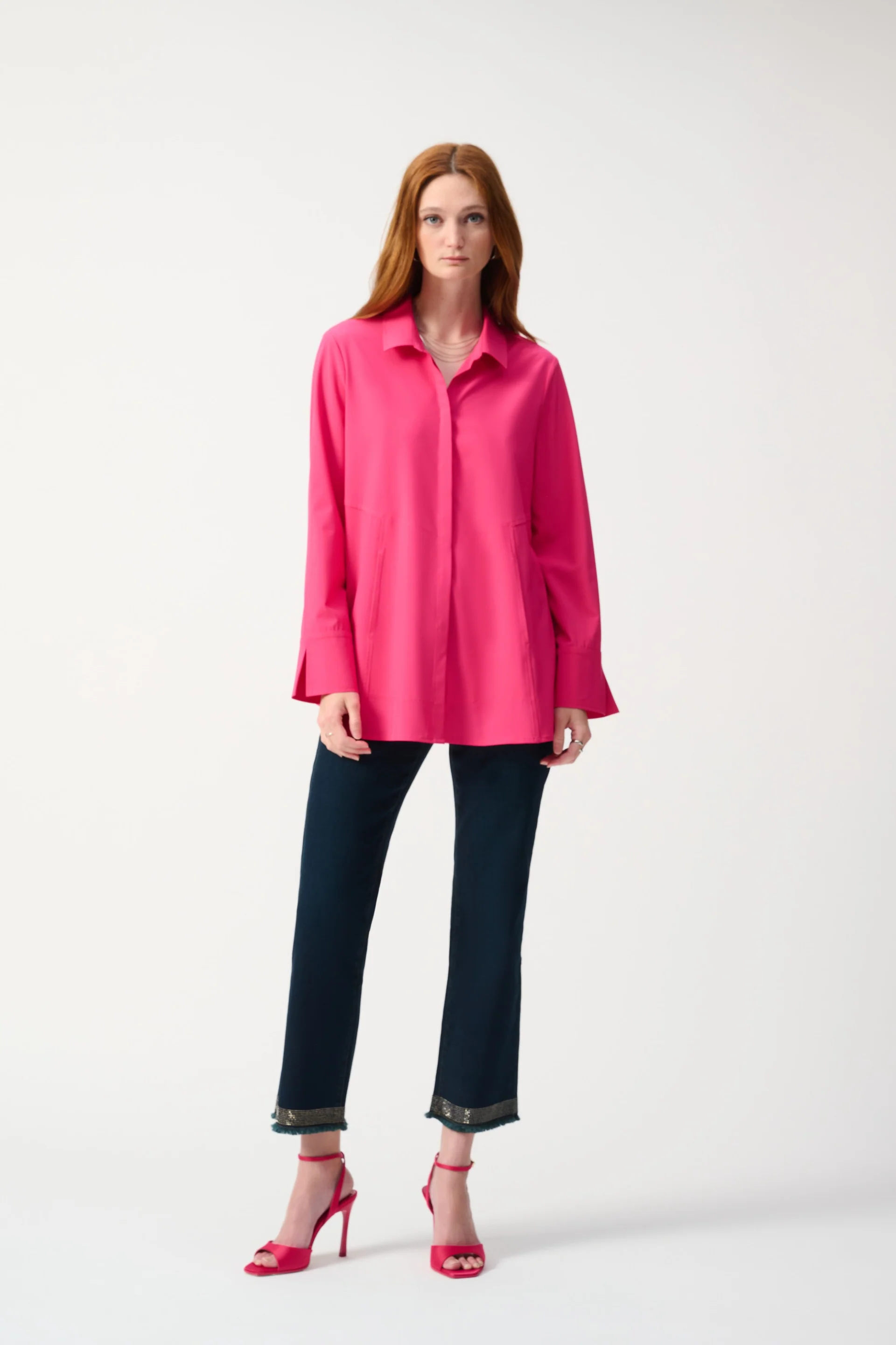Joseph Ribkoff Geranium Button-Down Blouse With Pockets Style 243958 - Image 3