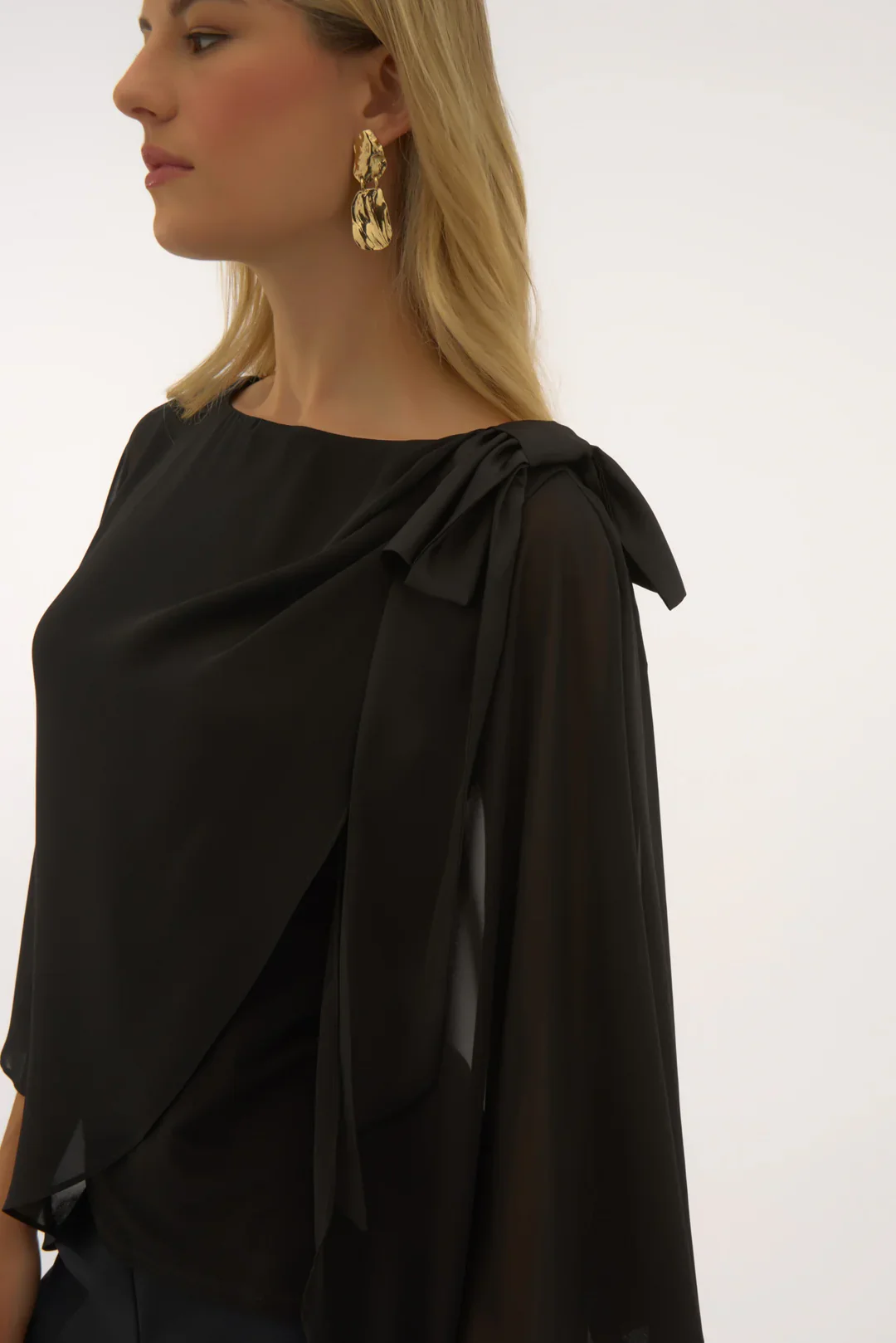 Joseph Ribkoff Chiffon and Silky Knit Poncho Top Style 251739 - Image 11