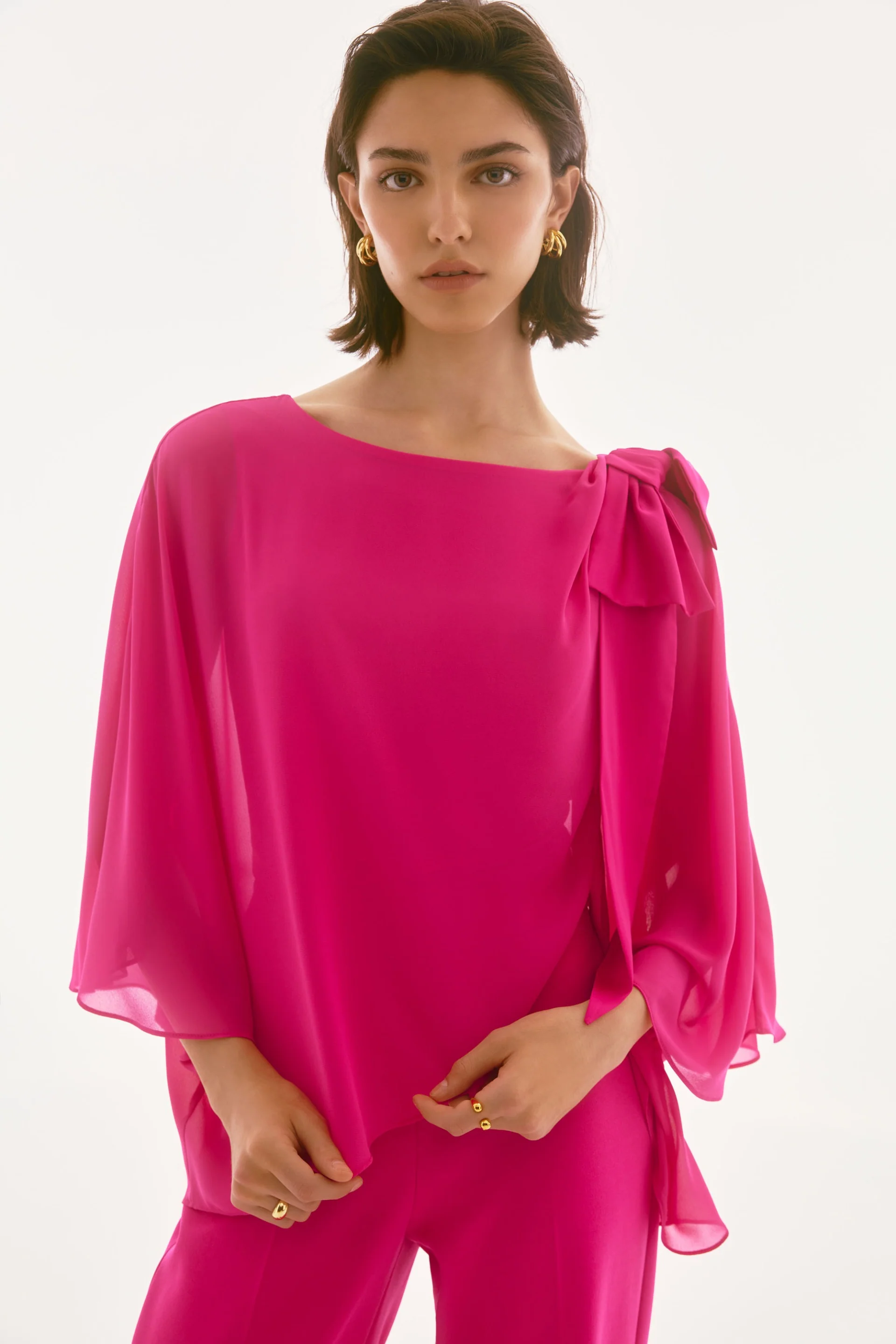 Joseph Ribkoff Chiffon and Silky Knit Poncho Top Style 251739 - Image 12