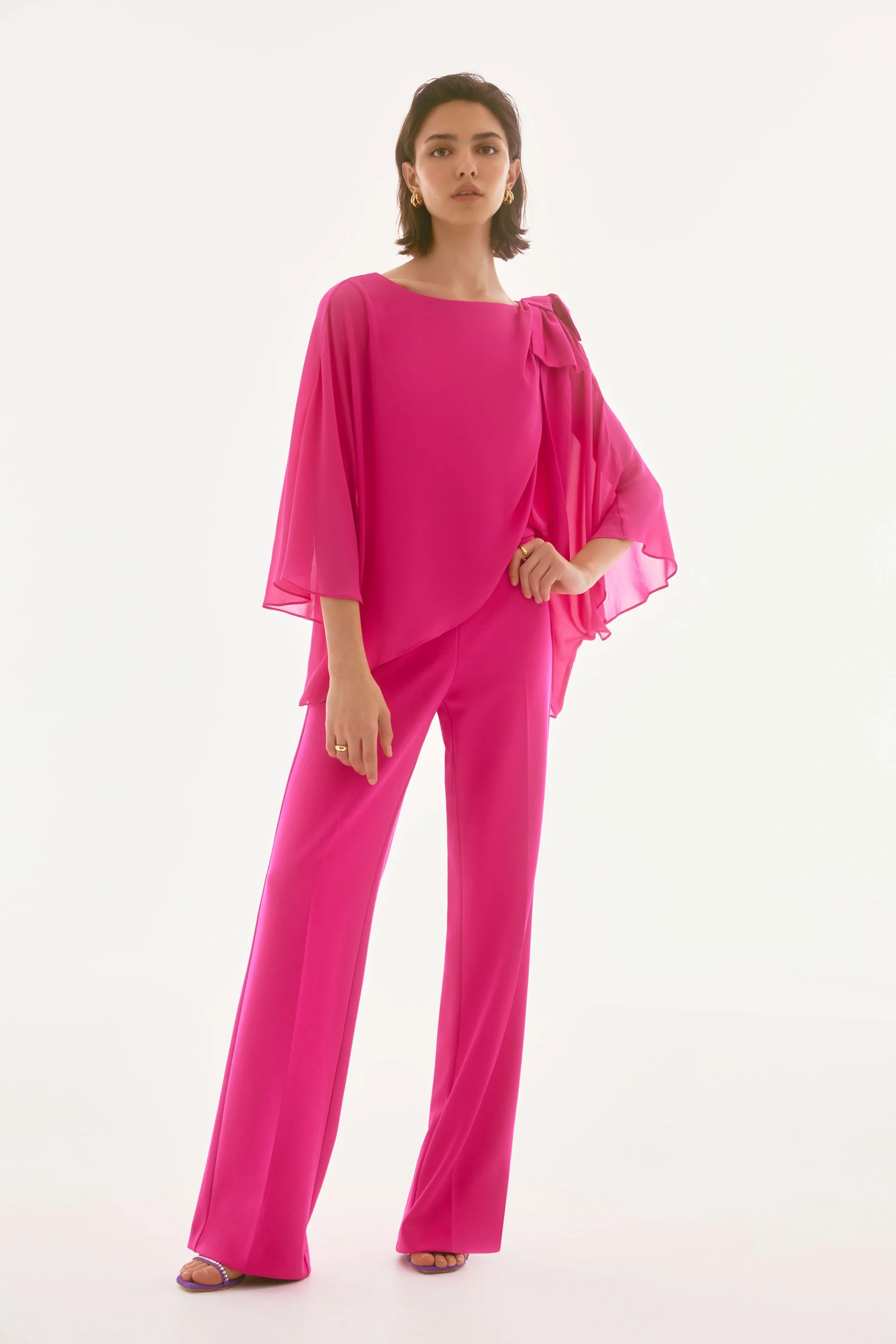 Joseph Ribkoff Chiffon and Silky Knit Poncho Top Style 251739 - Image 15