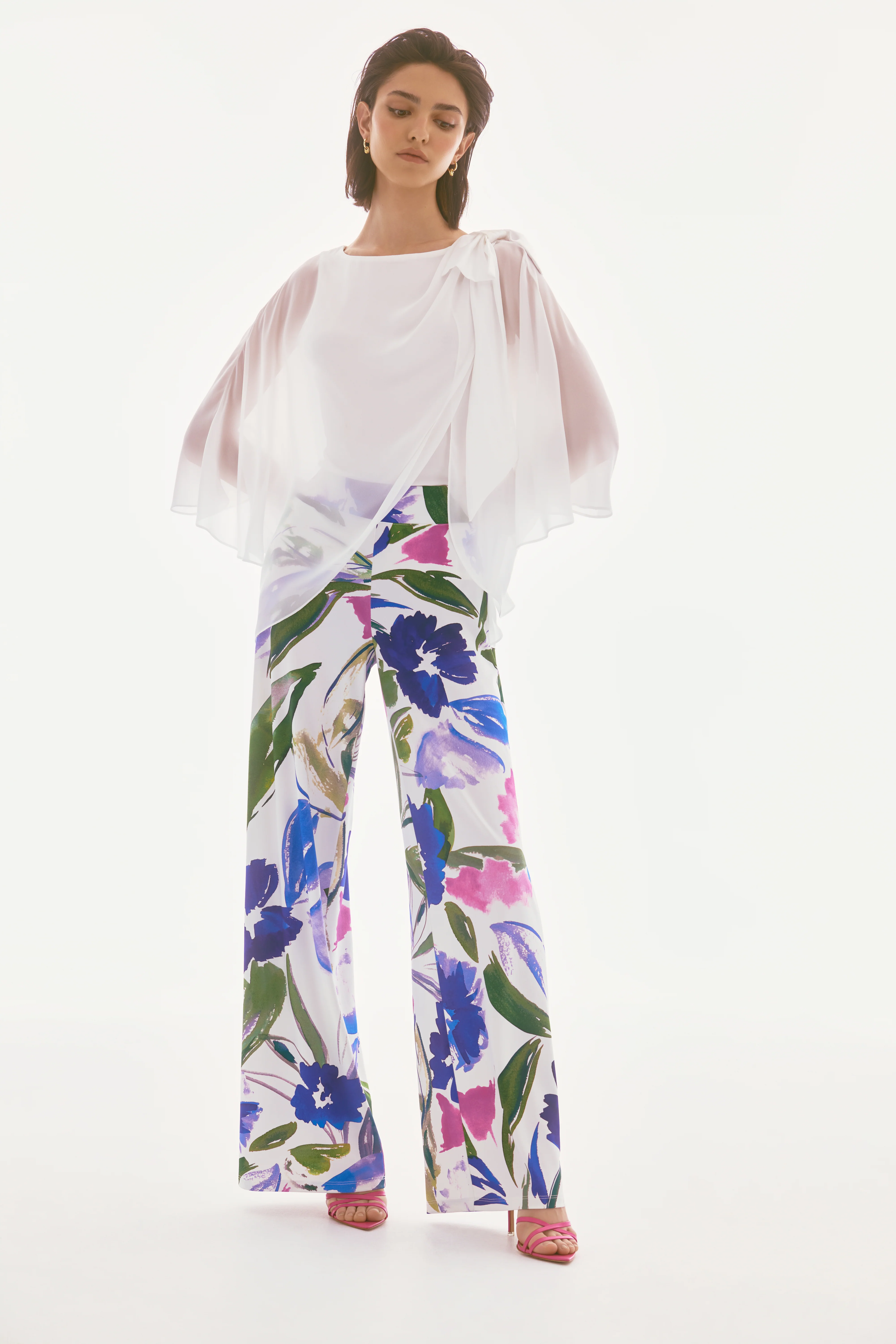 Joseph Ribkoff Chiffon and Silky Knit Poncho Top Style 251739 - Image 2
