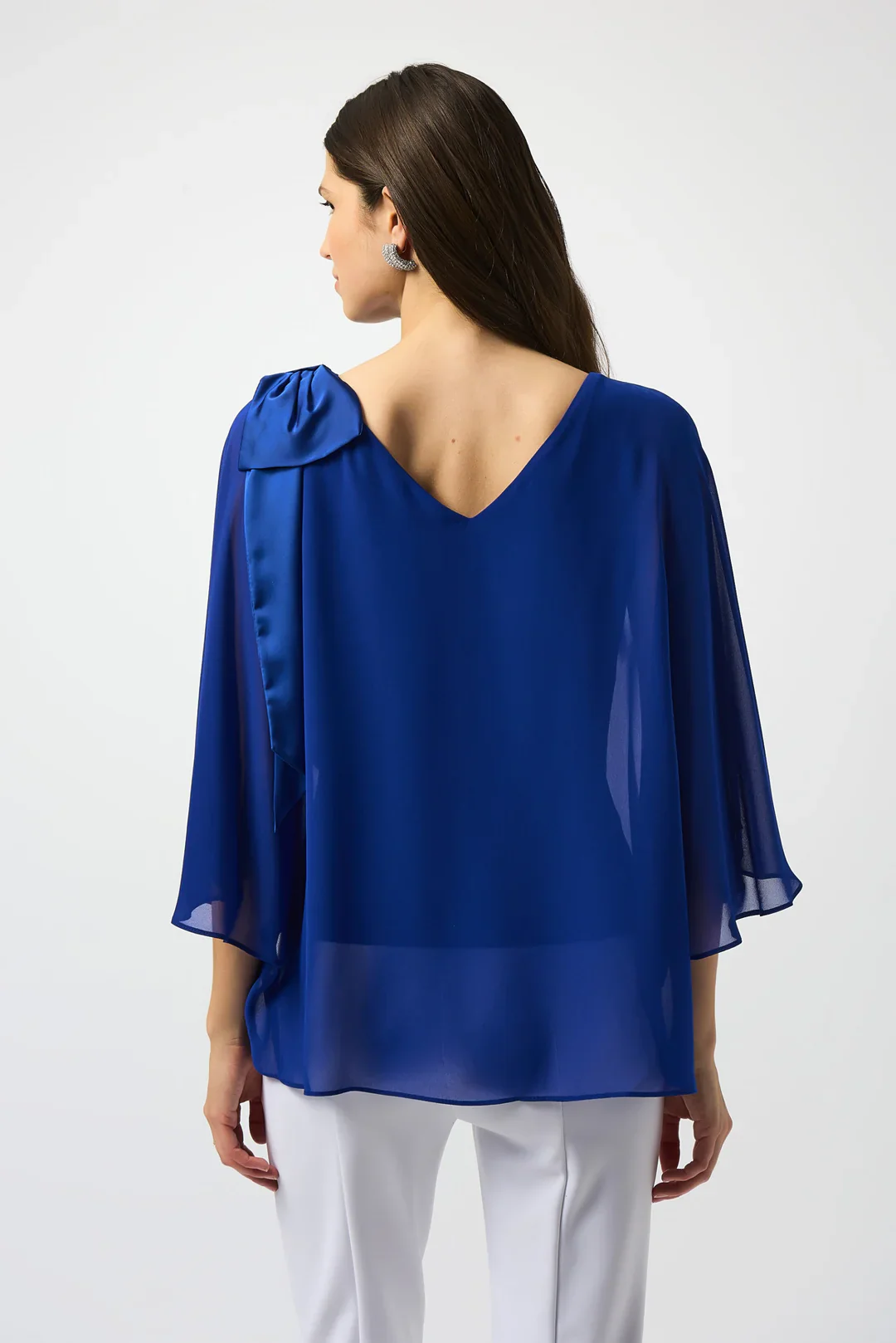 Joseph Ribkoff Chiffon and Silky Knit Poncho Top Style 251739 - Image 3
