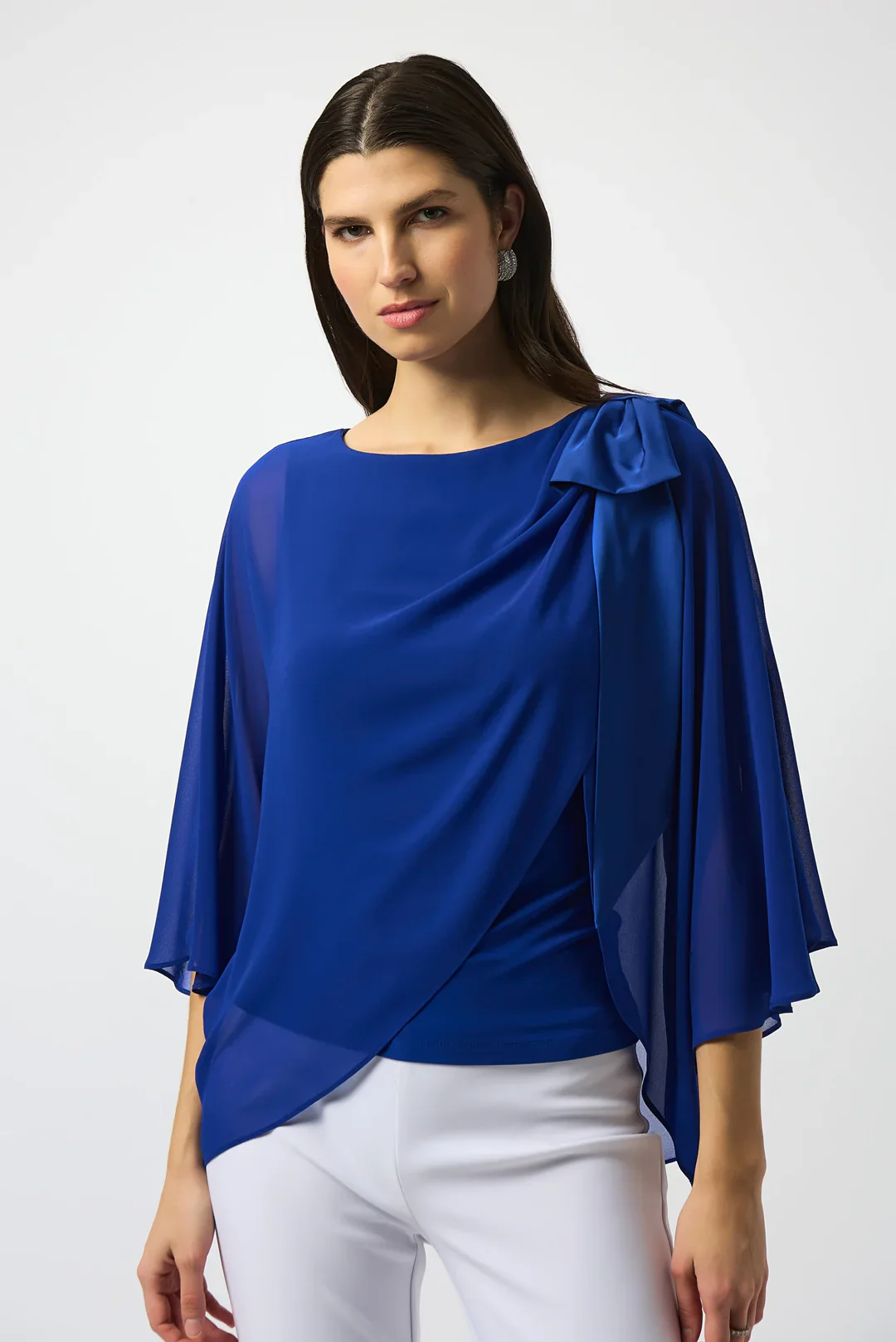 Joseph Ribkoff Chiffon and Silky Knit Poncho Top Style 251739 - Image 6