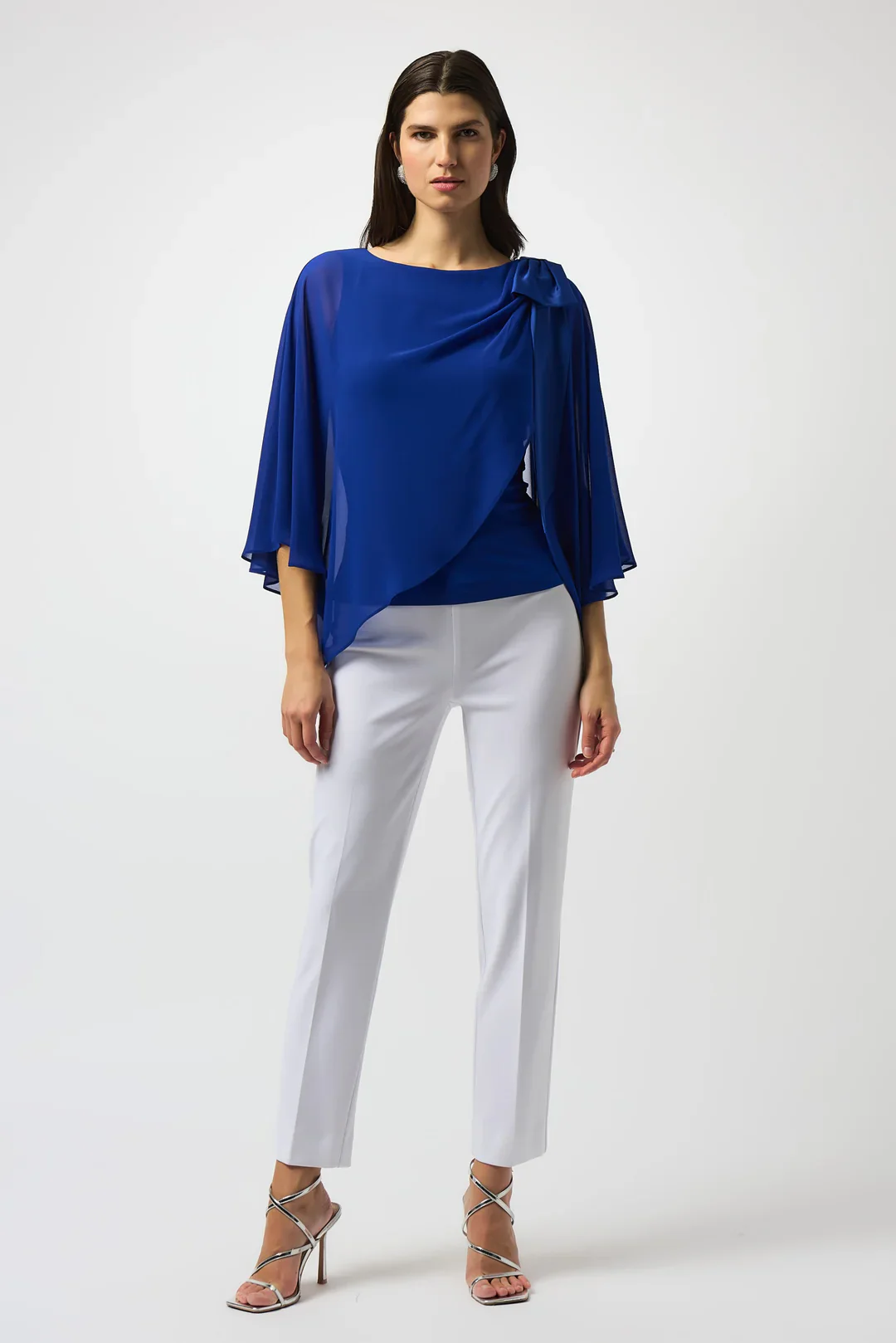 Joseph Ribkoff Chiffon and Silky Knit Poncho Top Style 251739 - Image 7