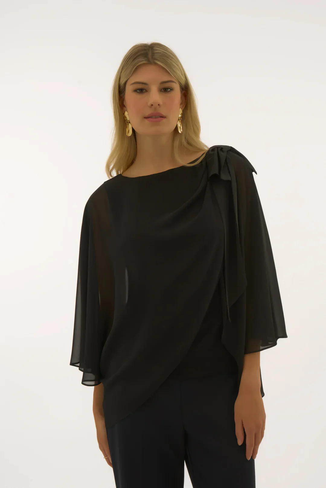 Joseph Ribkoff Chiffon and Silky Knit Poncho Top Style 251739 - Image 8