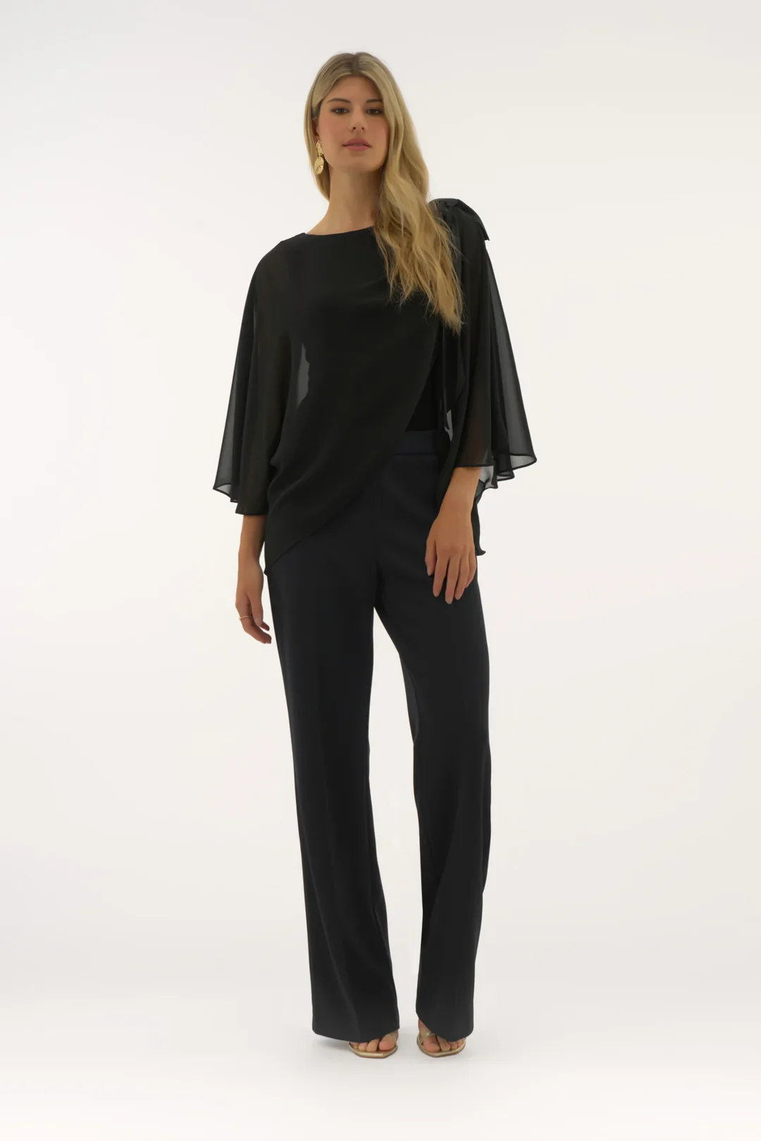 Joseph Ribkoff Chiffon and Silky Knit Poncho Top Style 251739 - Image 9