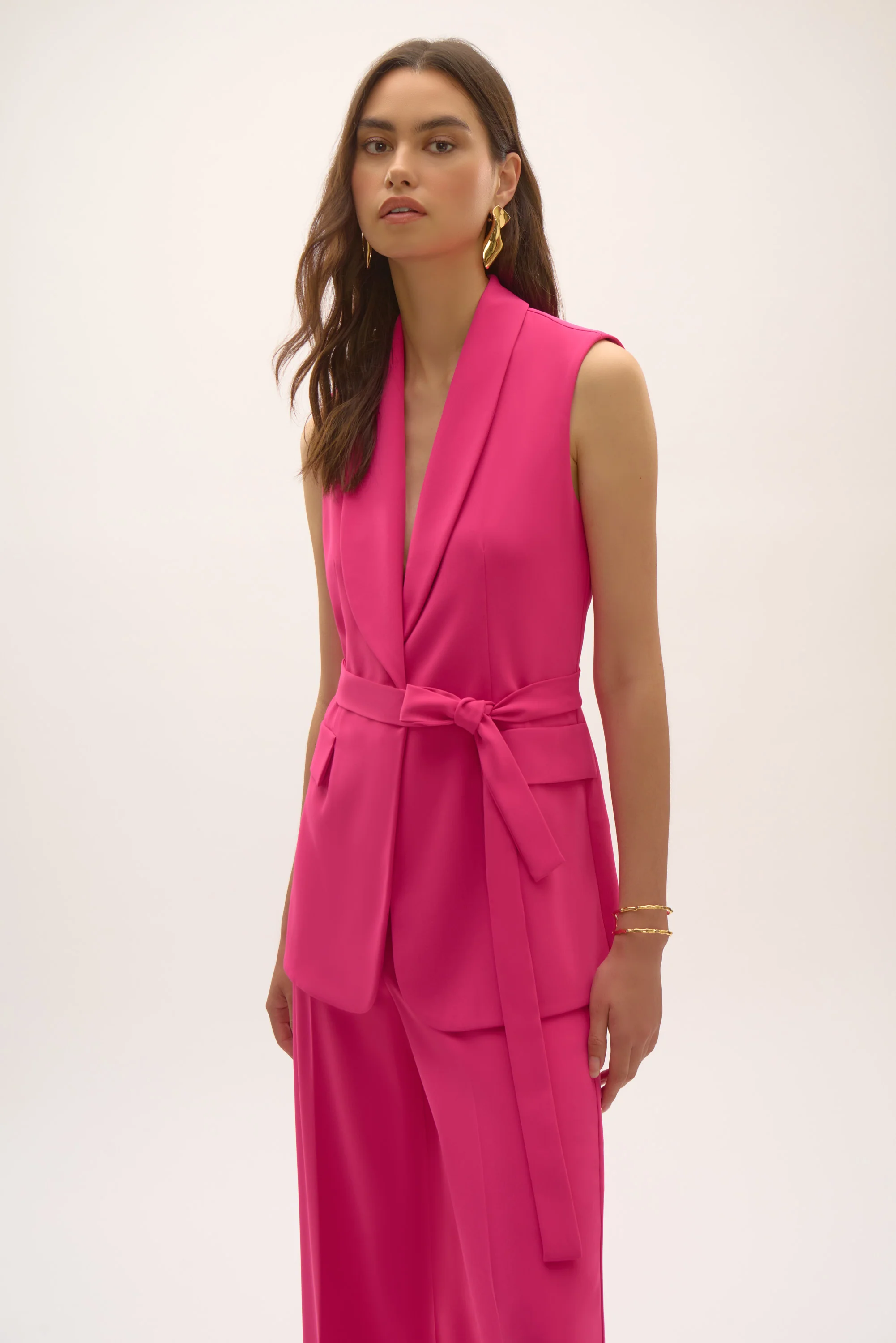 Joseph Ribkoff Geranium Crepe belted Straight Fit Vest Style 252709 - Image 3