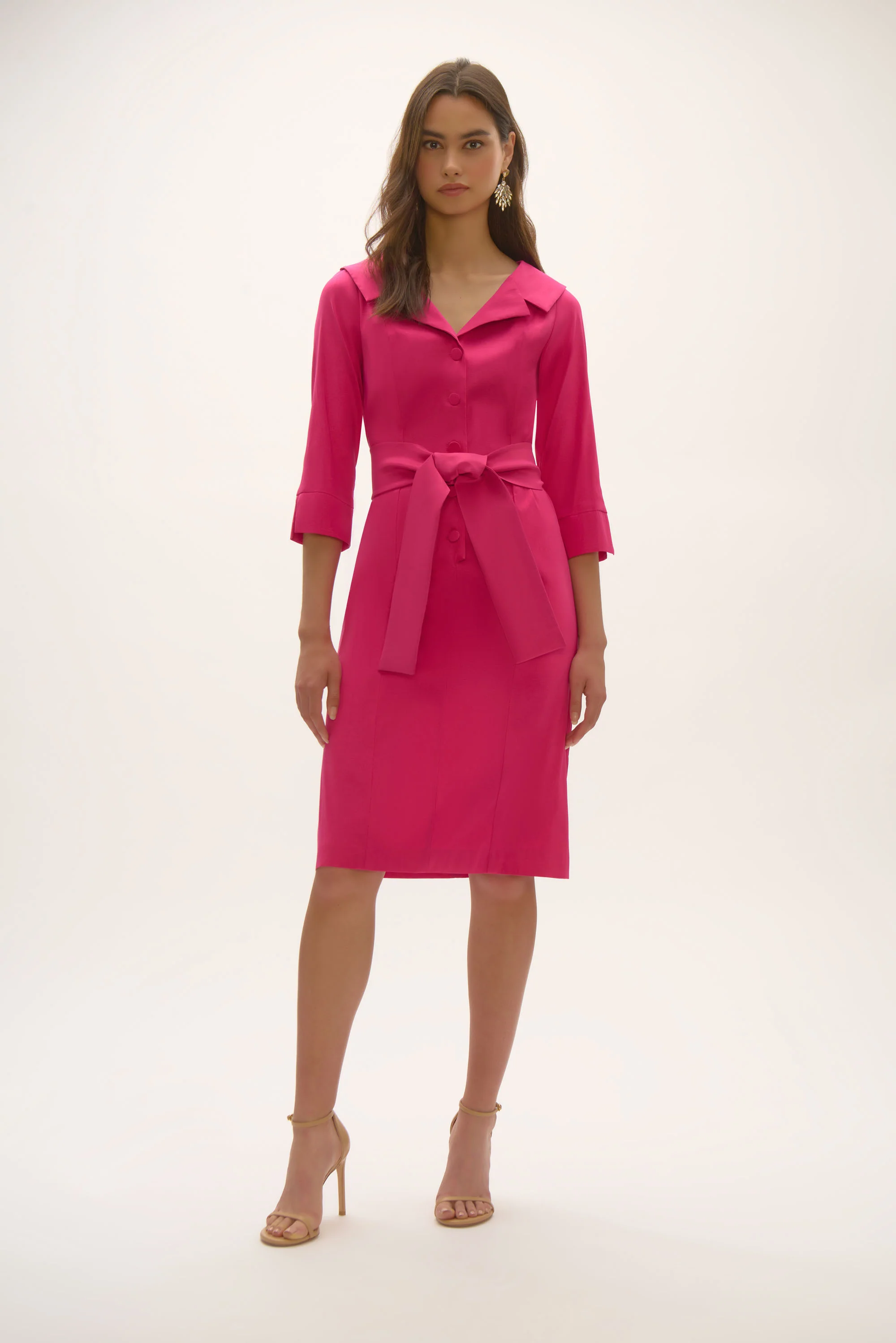 Joseph Ribkoff Geranium Stretch Taffeta Sheath Dress with Sash Belt Style 252718