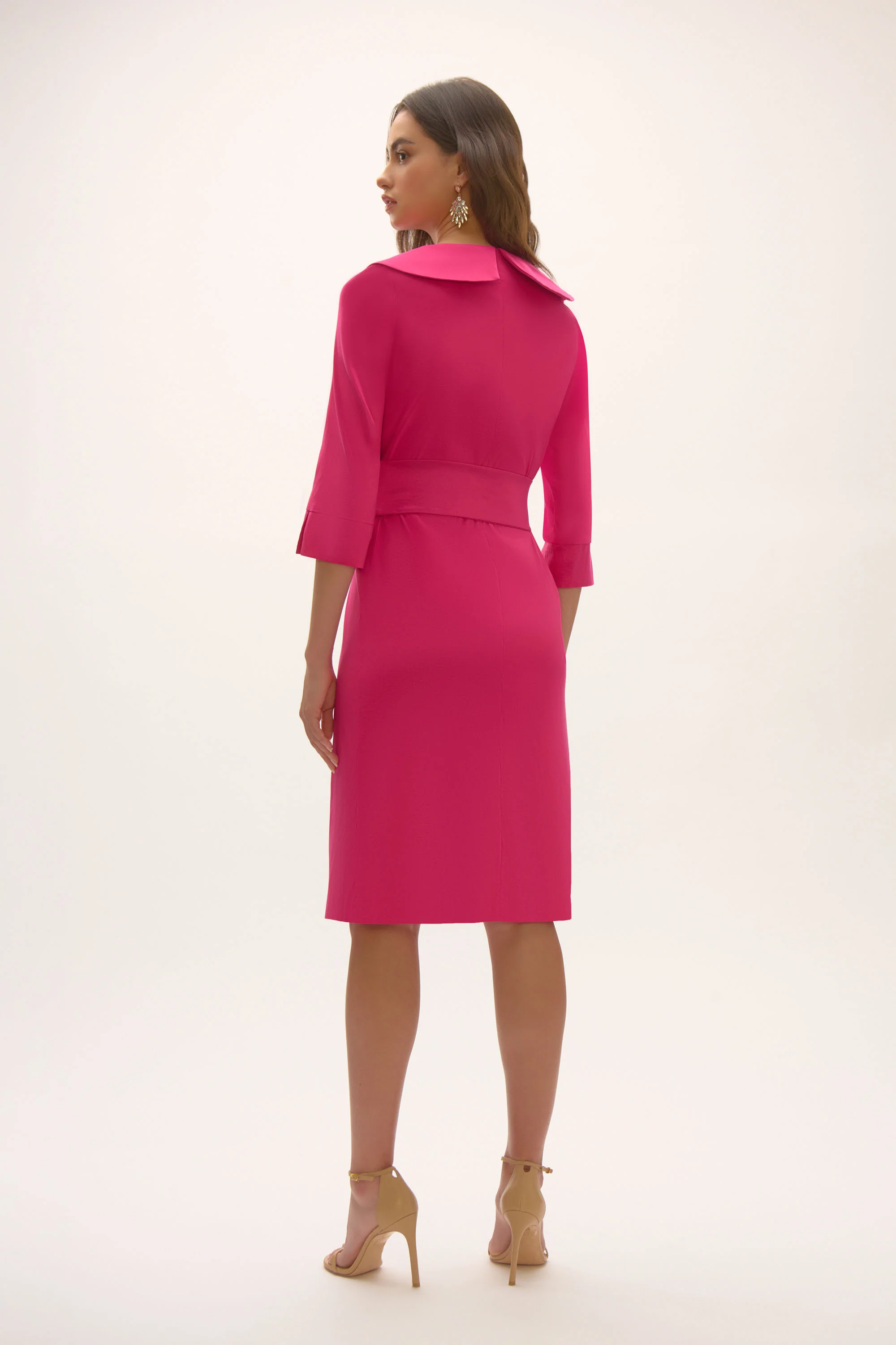 Joseph Ribkoff Geranium Stretch Taffeta Sheath Dress with Sash Belt Style 252718 - Image 4