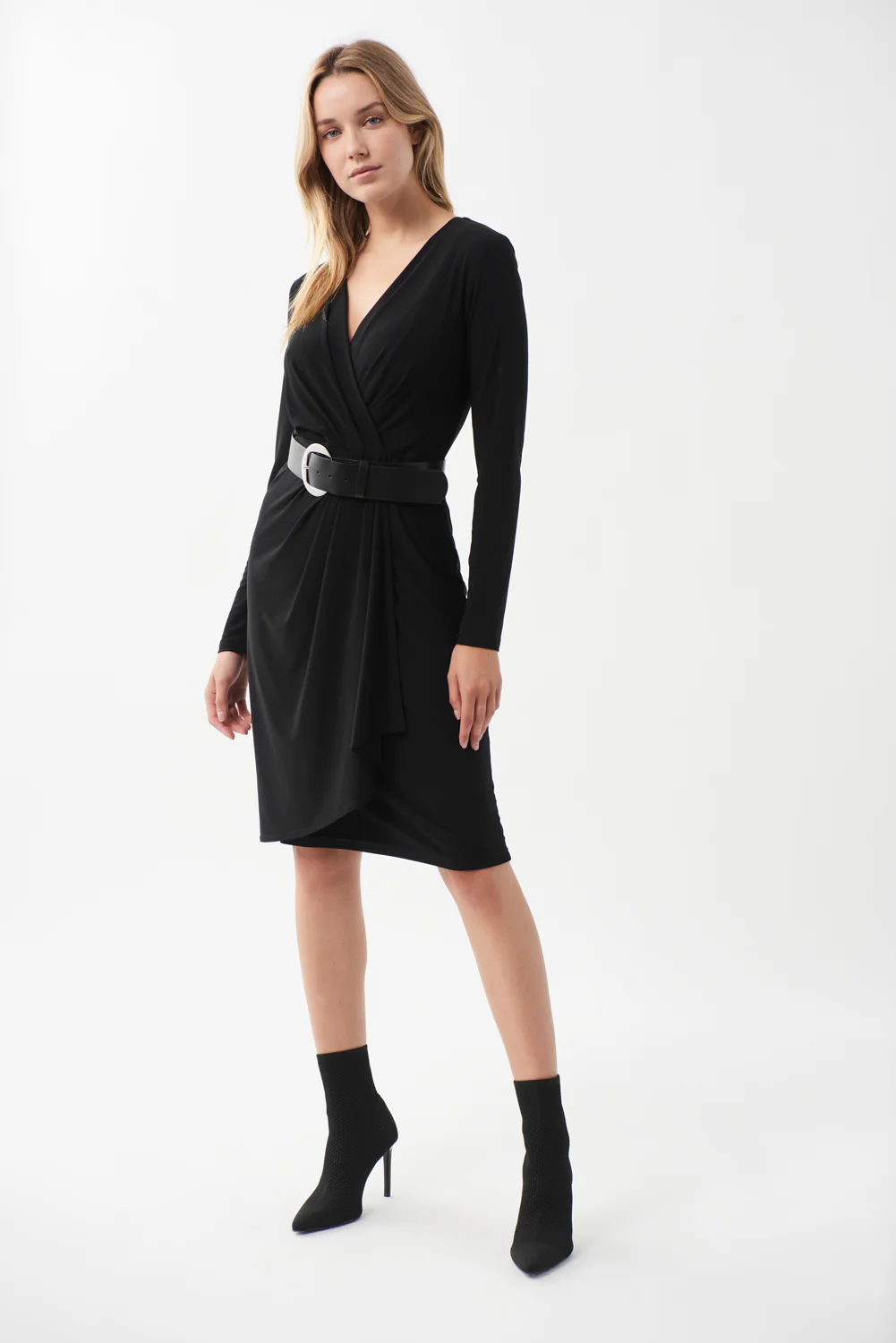 Joseph Ribkoff Black Wrap Dress Style 213103 - Image 2