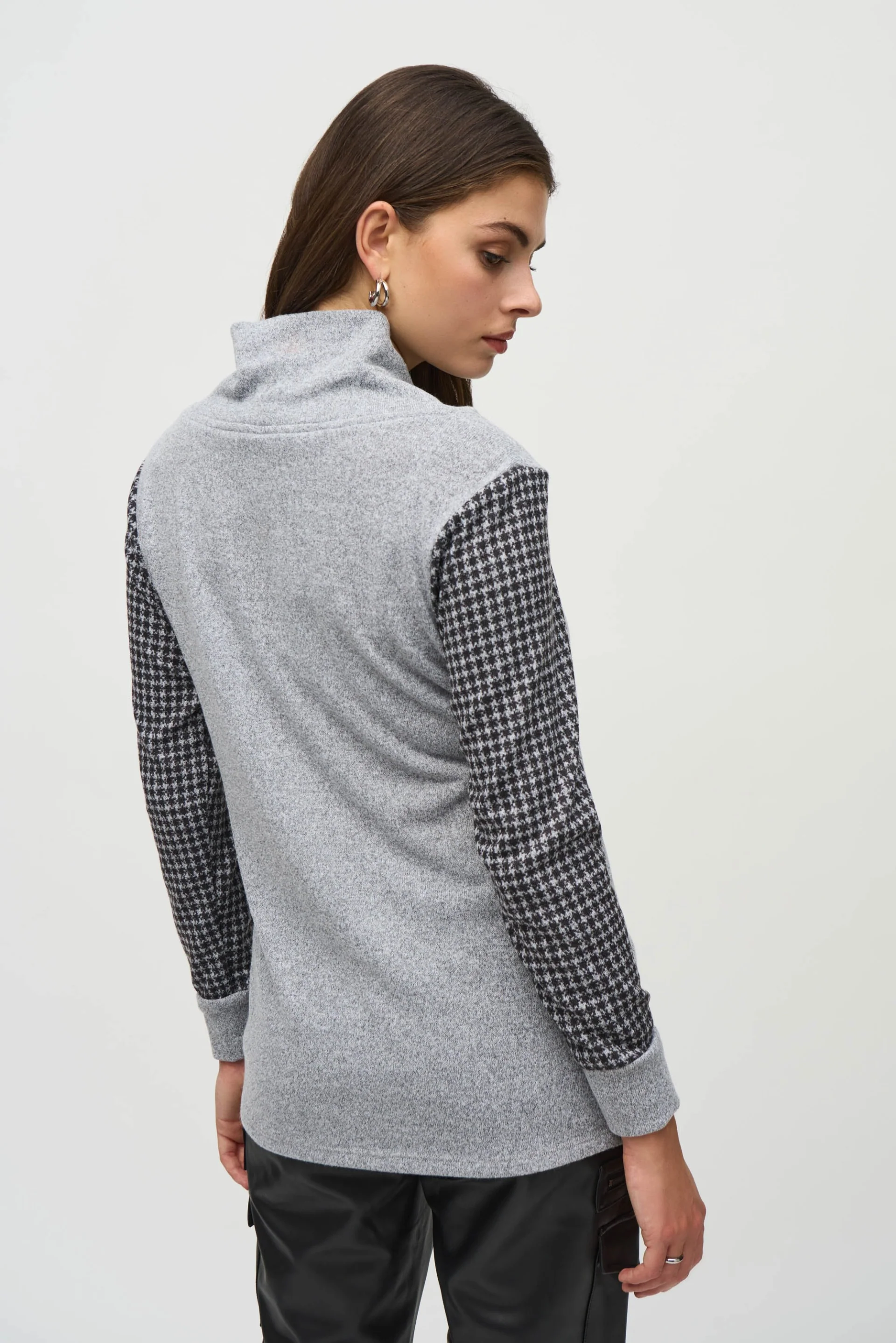 Joseph Ribkoff Grey/Black Houndstooth Tunic Style 244002 - Image 2