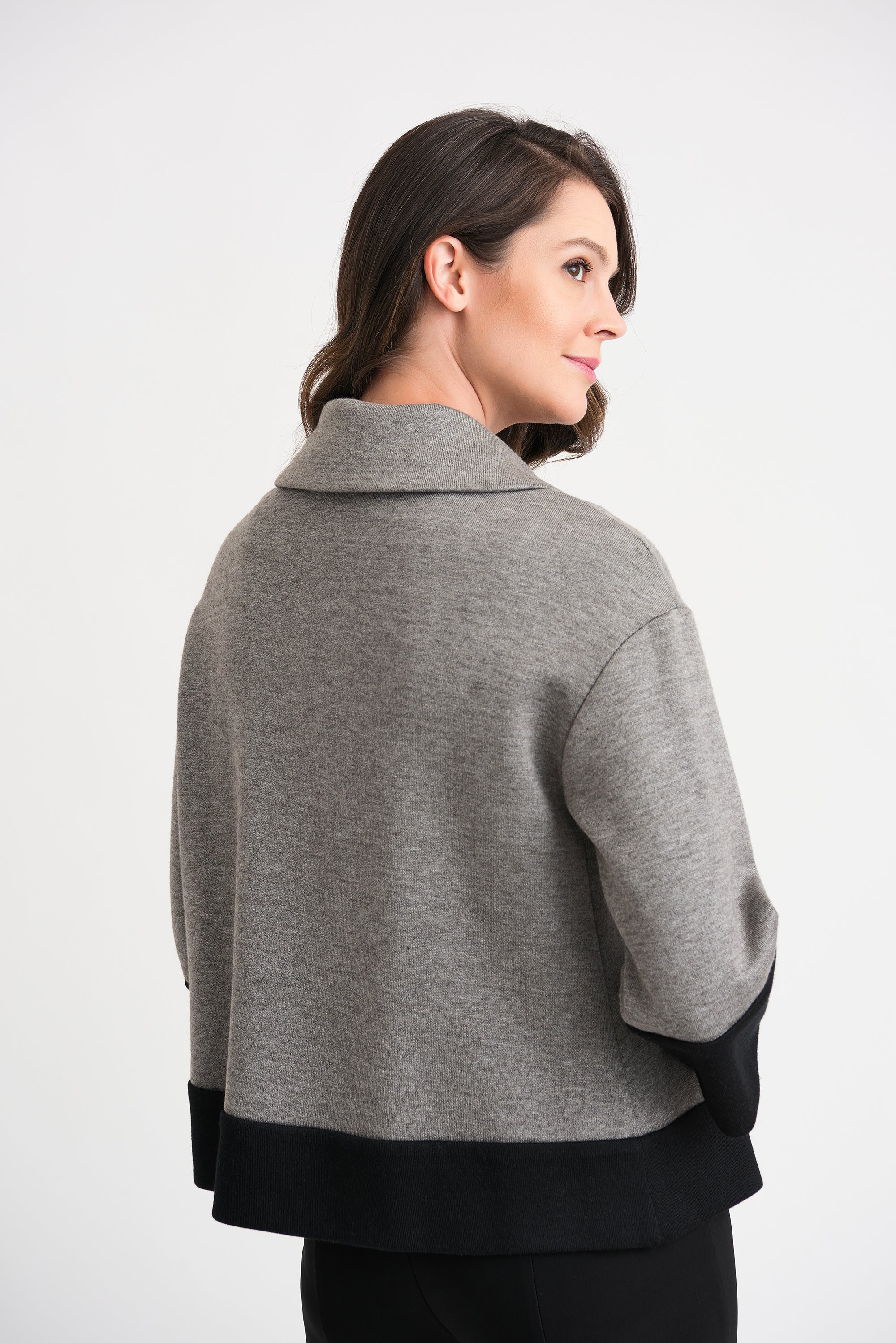 Joseph Ribkoff Grey/Black Jacket Style 204089 - Image 3