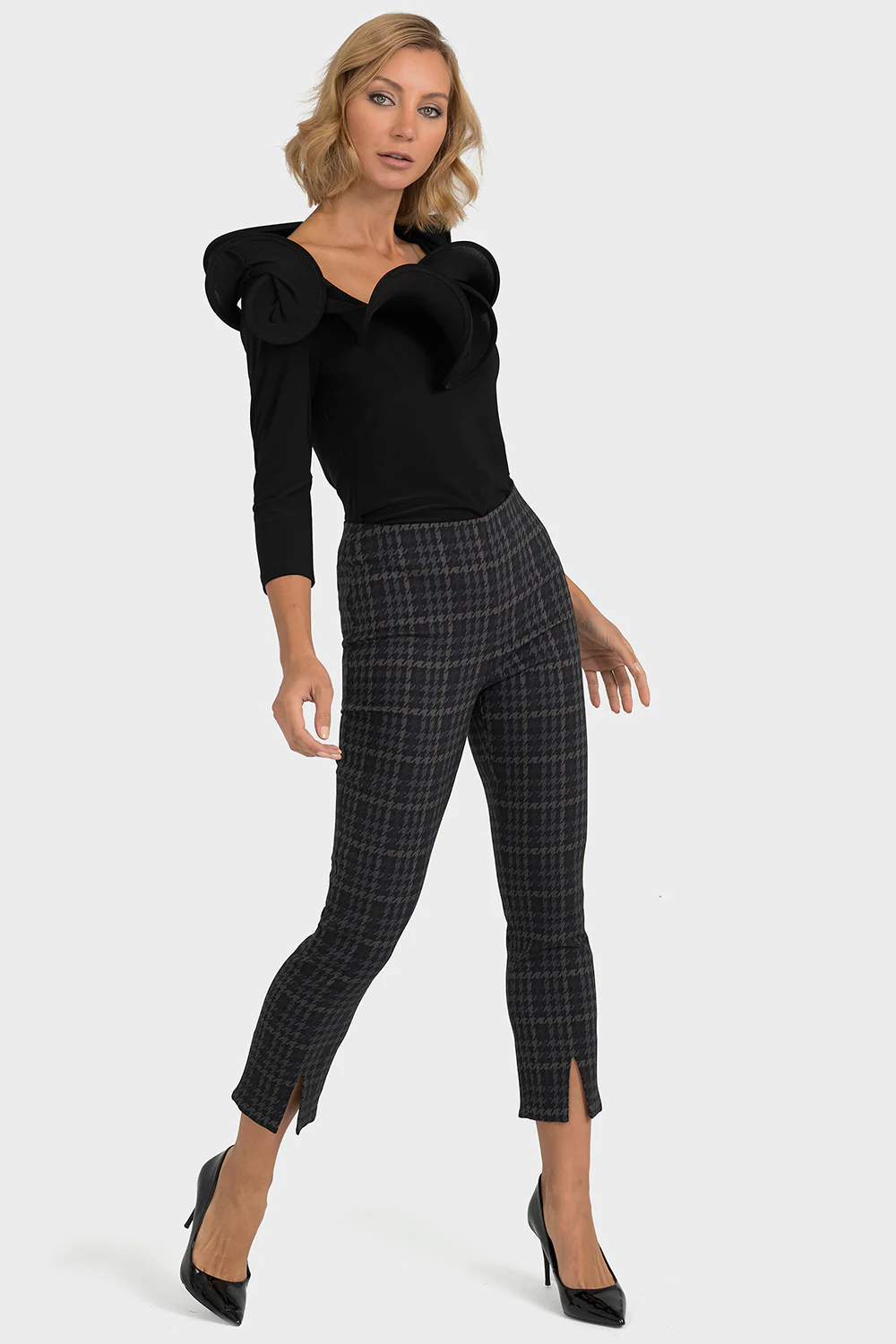 Joseph Ribkoff Grey/Black Pant Style 193740 - Image 4