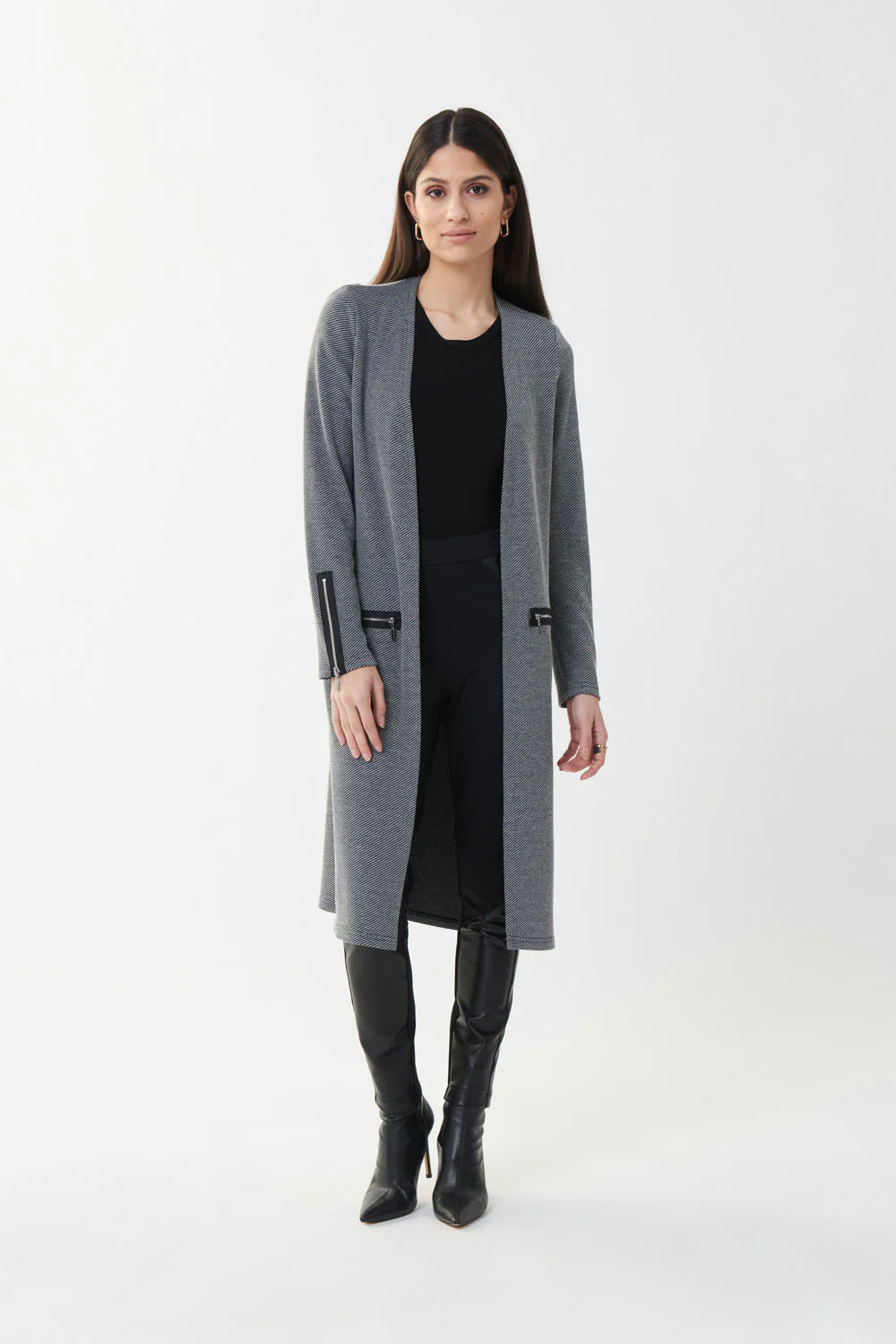 Joseph Ribkoff Grey/Black Zip Accent Cover-Up Style 223237