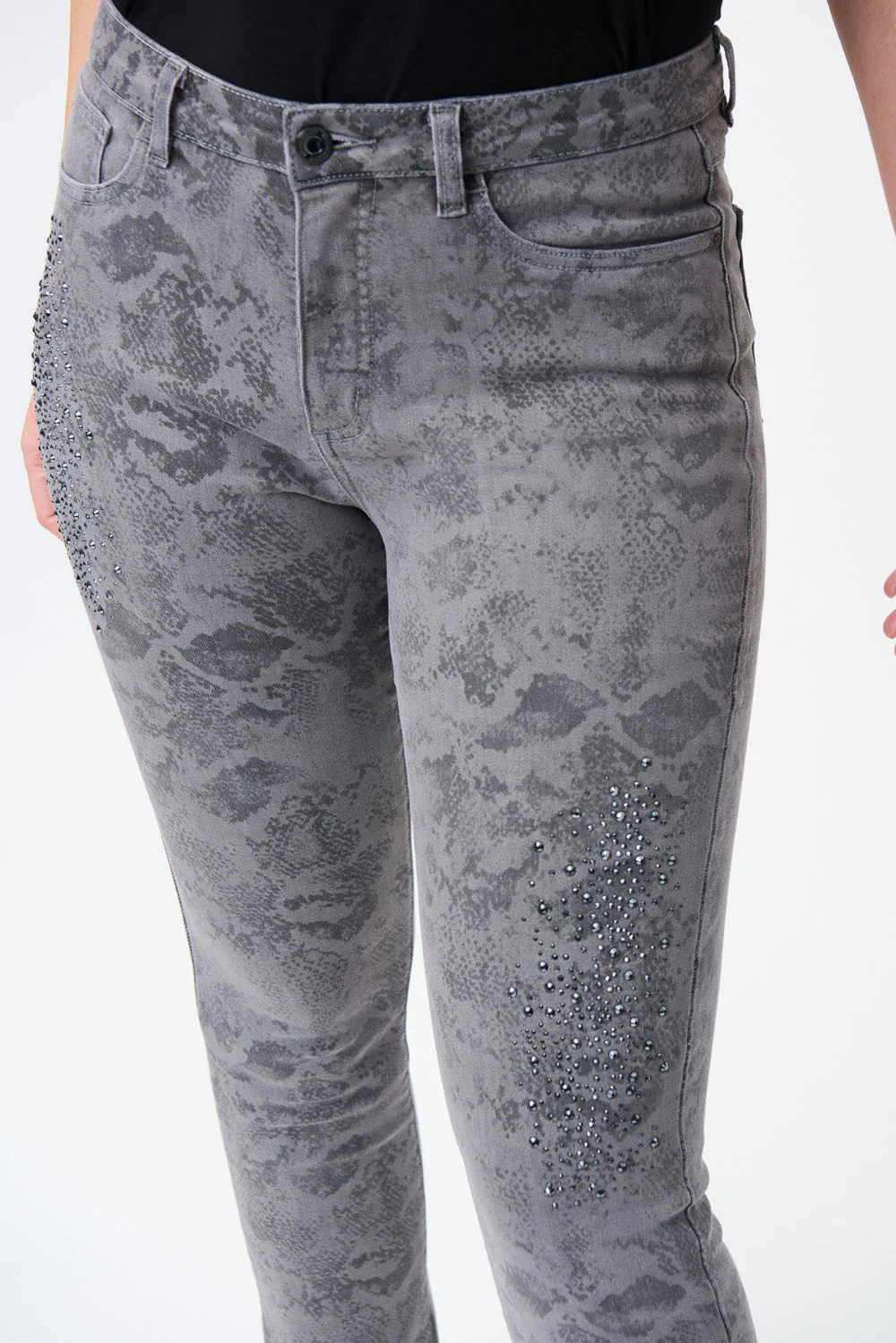 Joseph Ribkoff Grey Denim Jean Pants Style 224925 - Image 2