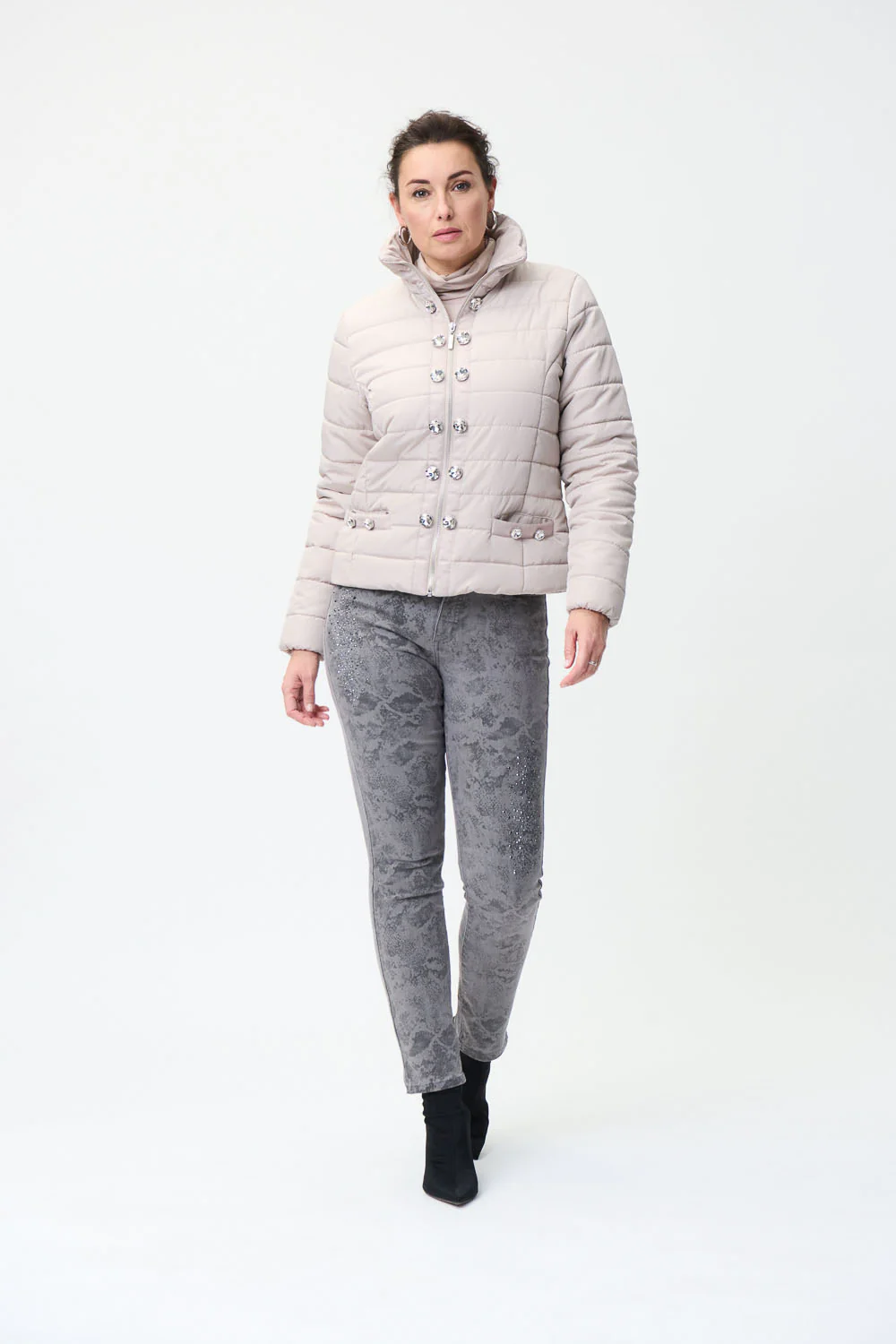Joseph Ribkoff Grey Denim Jean Pants Style 224925 - Image 4