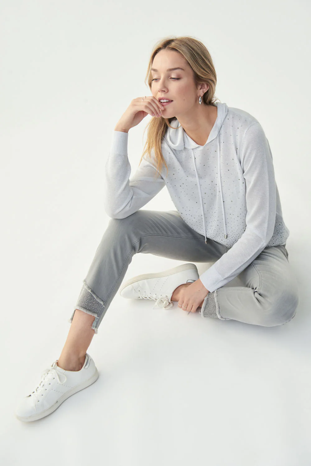 Joseph Ribkoff Grey Embellished Jeans Style 221944 - Image 2