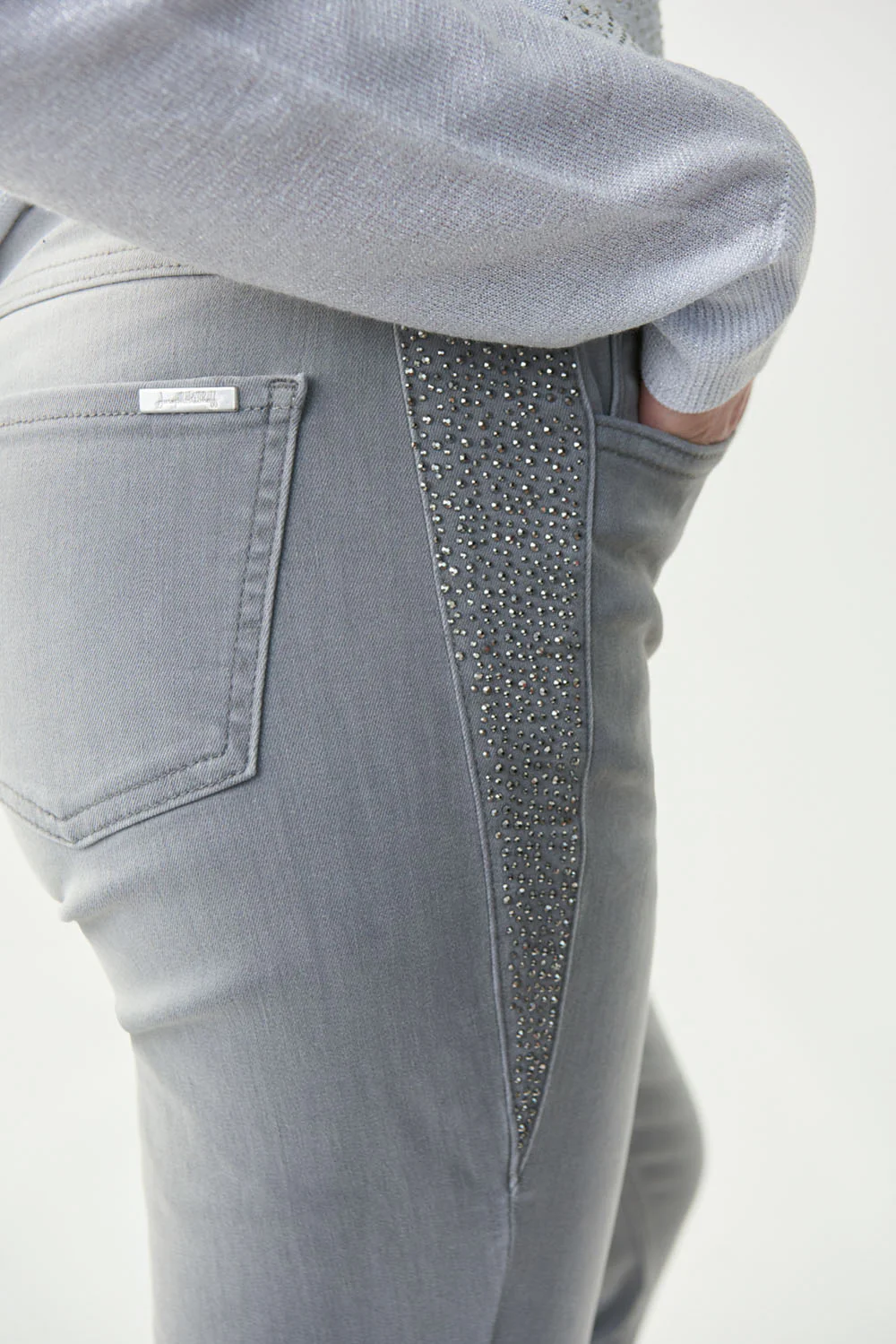 Joseph Ribkoff Grey Embellished Jeans Style 221944 - Image 3