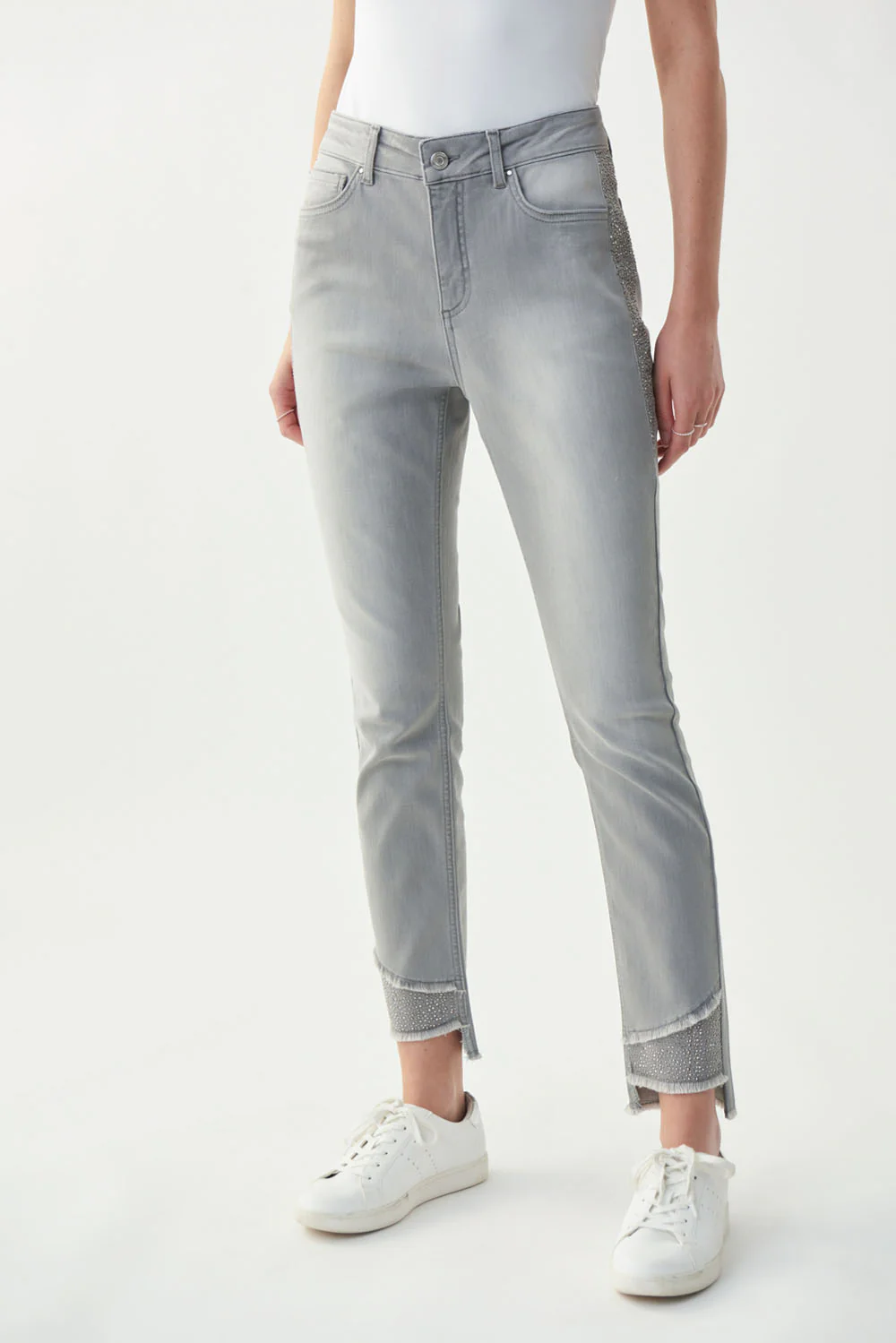 Joseph Ribkoff Grey Embellished Jeans Style 221944 - Image 4