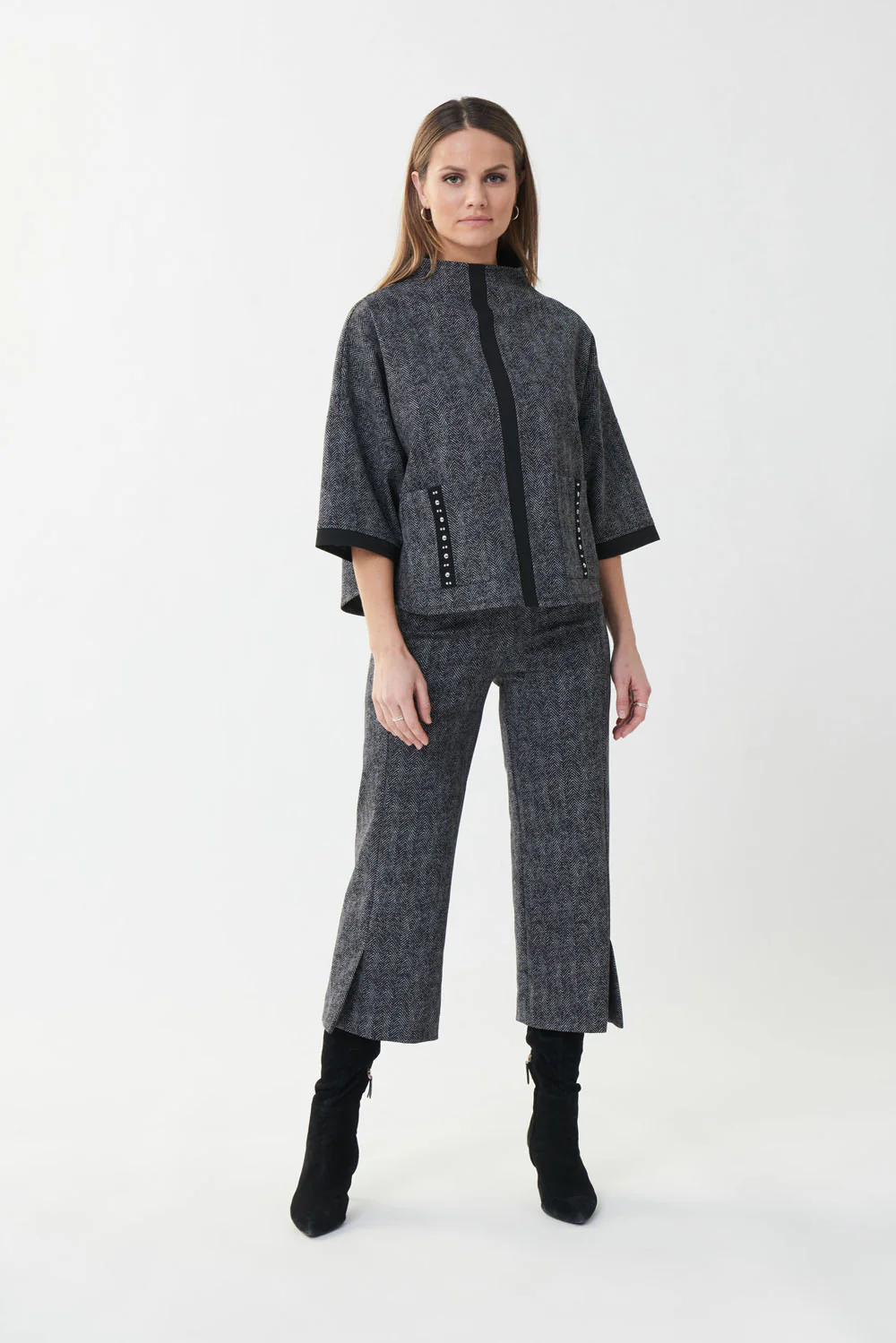 Joseph Ribkoff Grey Mix/Black Top Style 223162 - Image 5