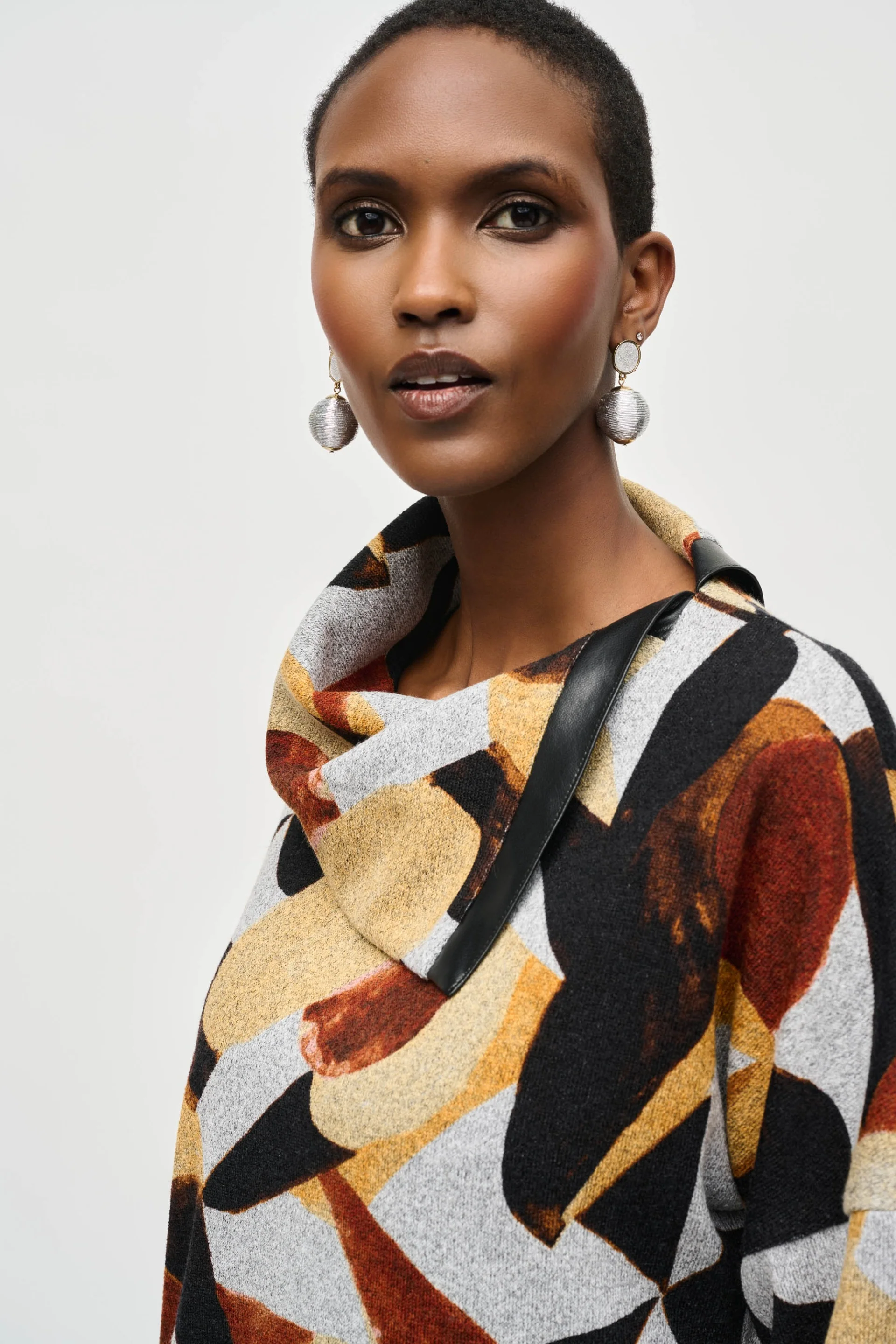 Joseph Ribkoff Grey/Multi Abstract Print Boxy Top Style 243291 - Image 2