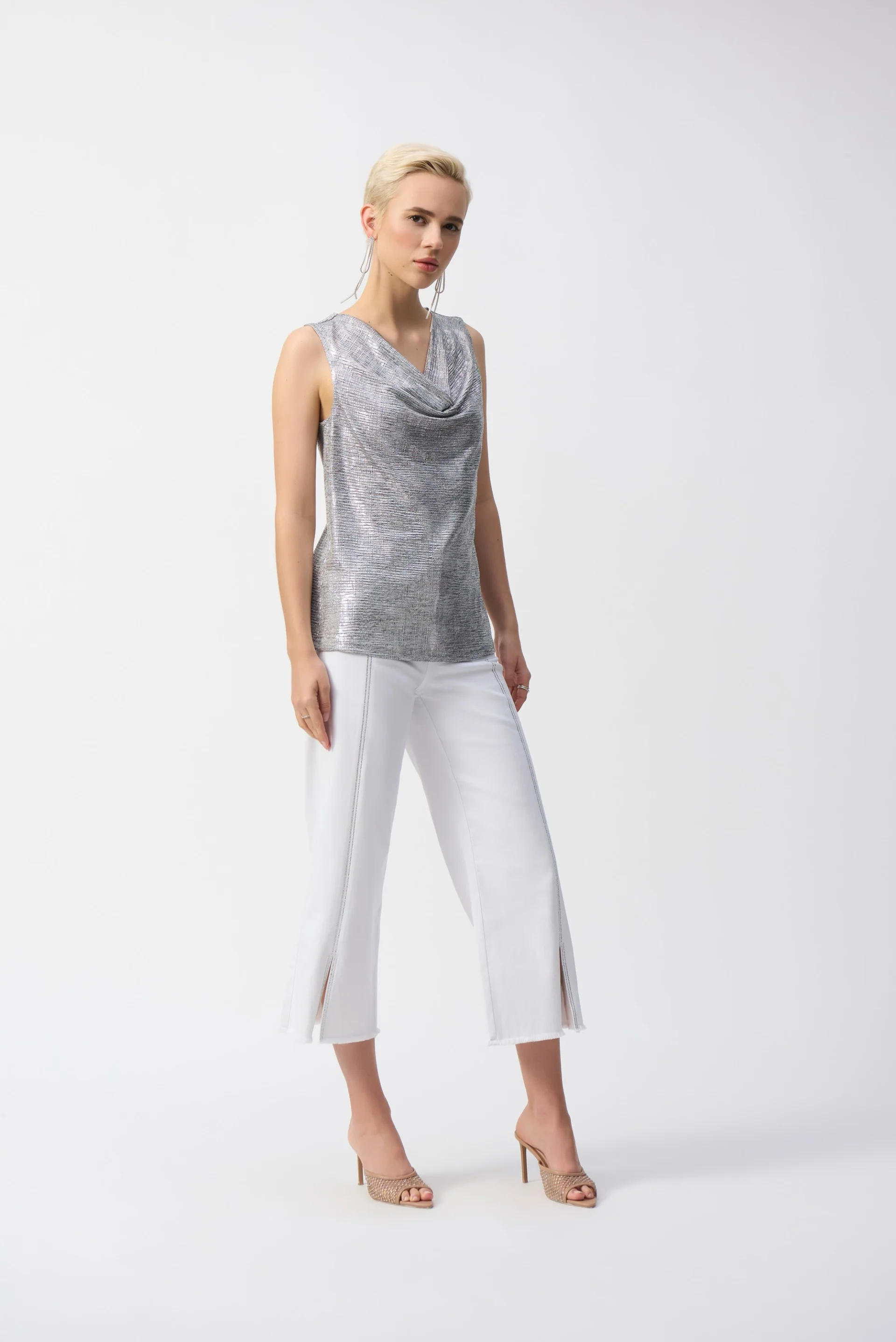 Joseph Ribkoff Grey/Silver Sleeveless Top Style 251081 - Image 2
