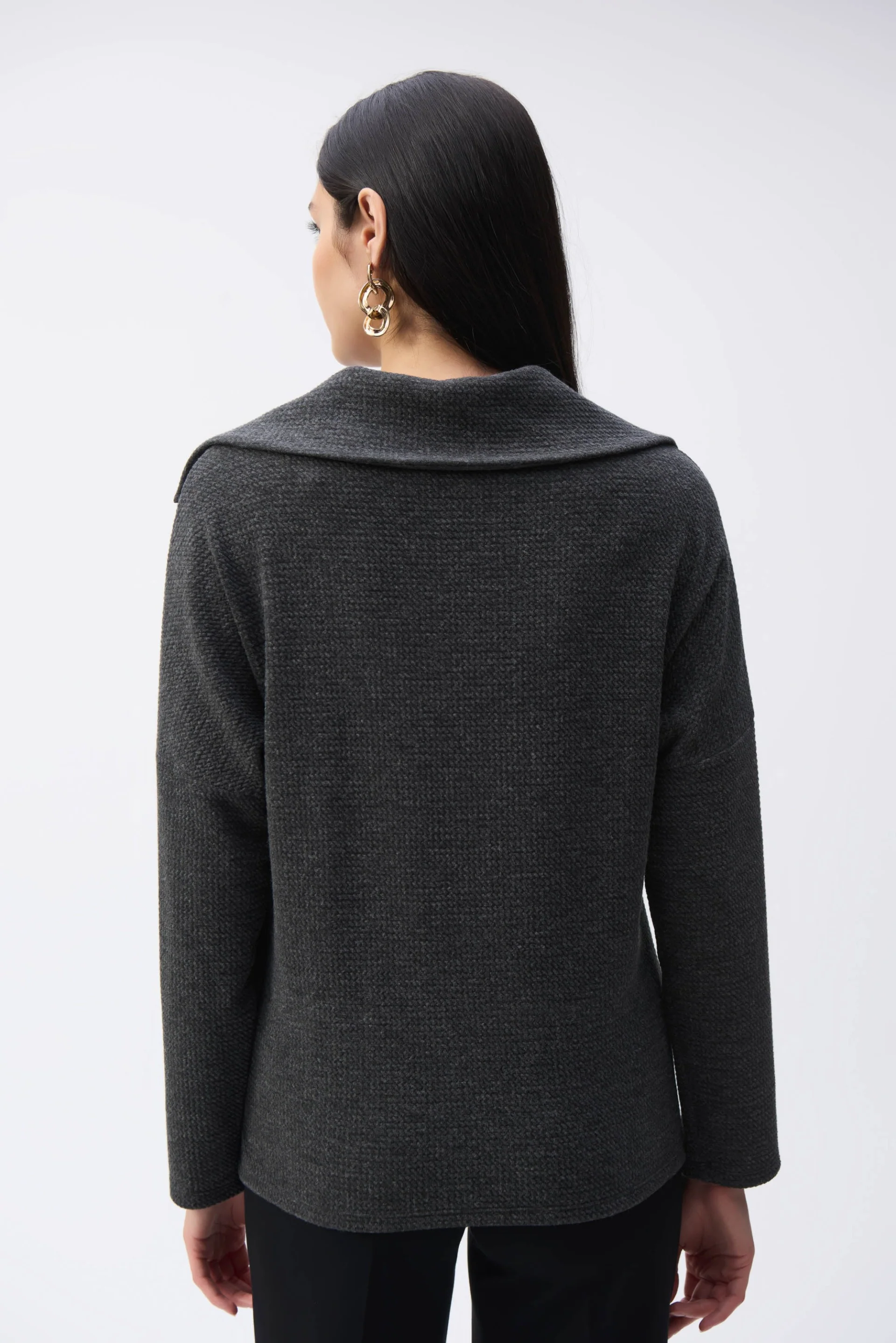 Joseph Ribkoff Grey Textured Boxy Top Style 243176 - Image 2