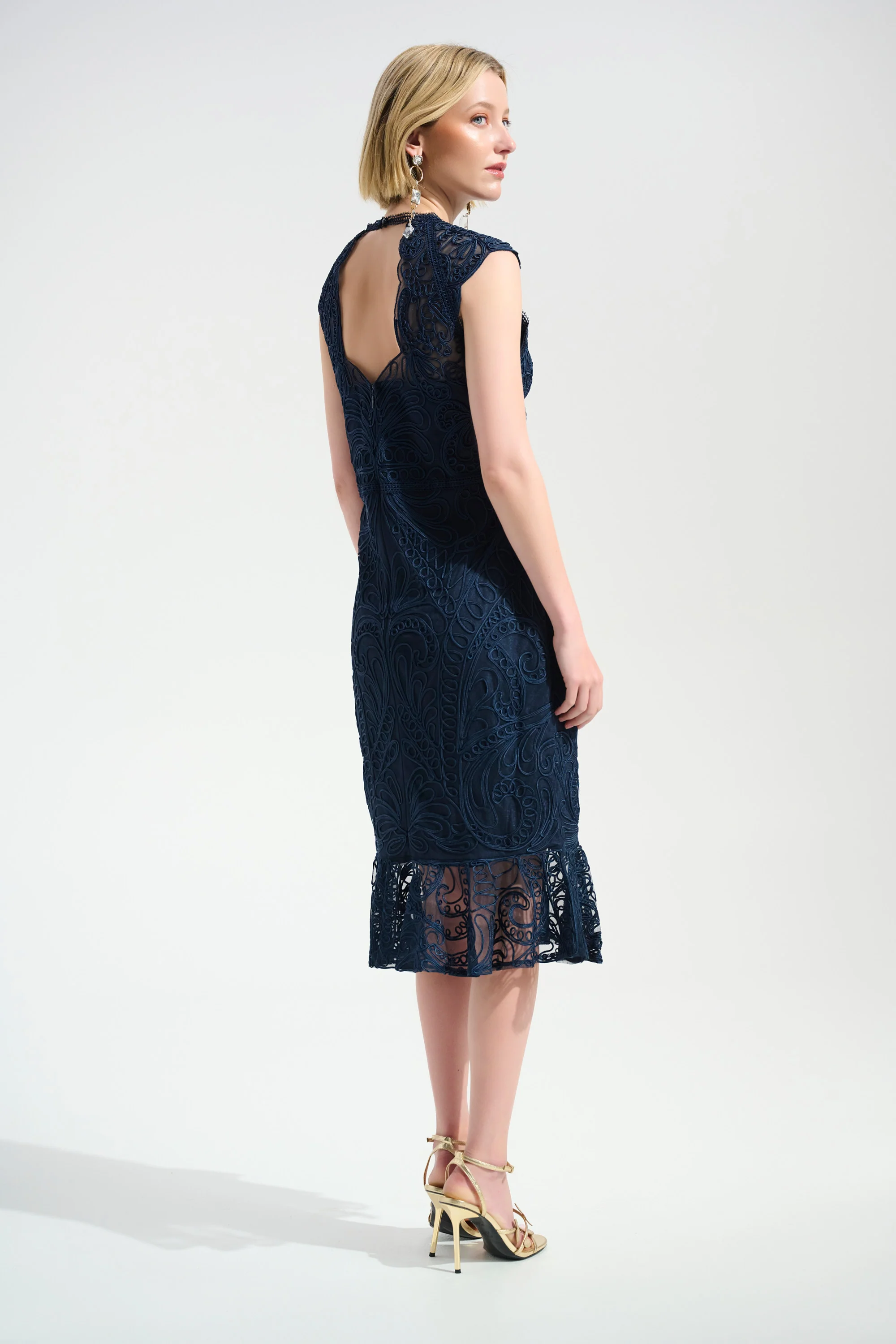 Joseph Ribkoff Guipure Soutache Trumpet Dress With Ruffle Hem Style 261740 - Image 5