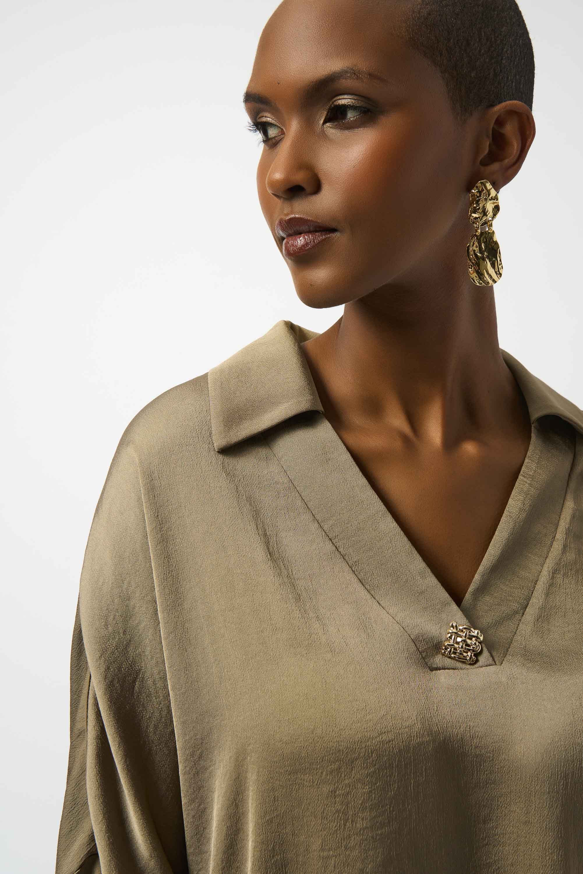 Joseph Ribkoff Hammered Satin Boxy Top Style 253076 - Image 6