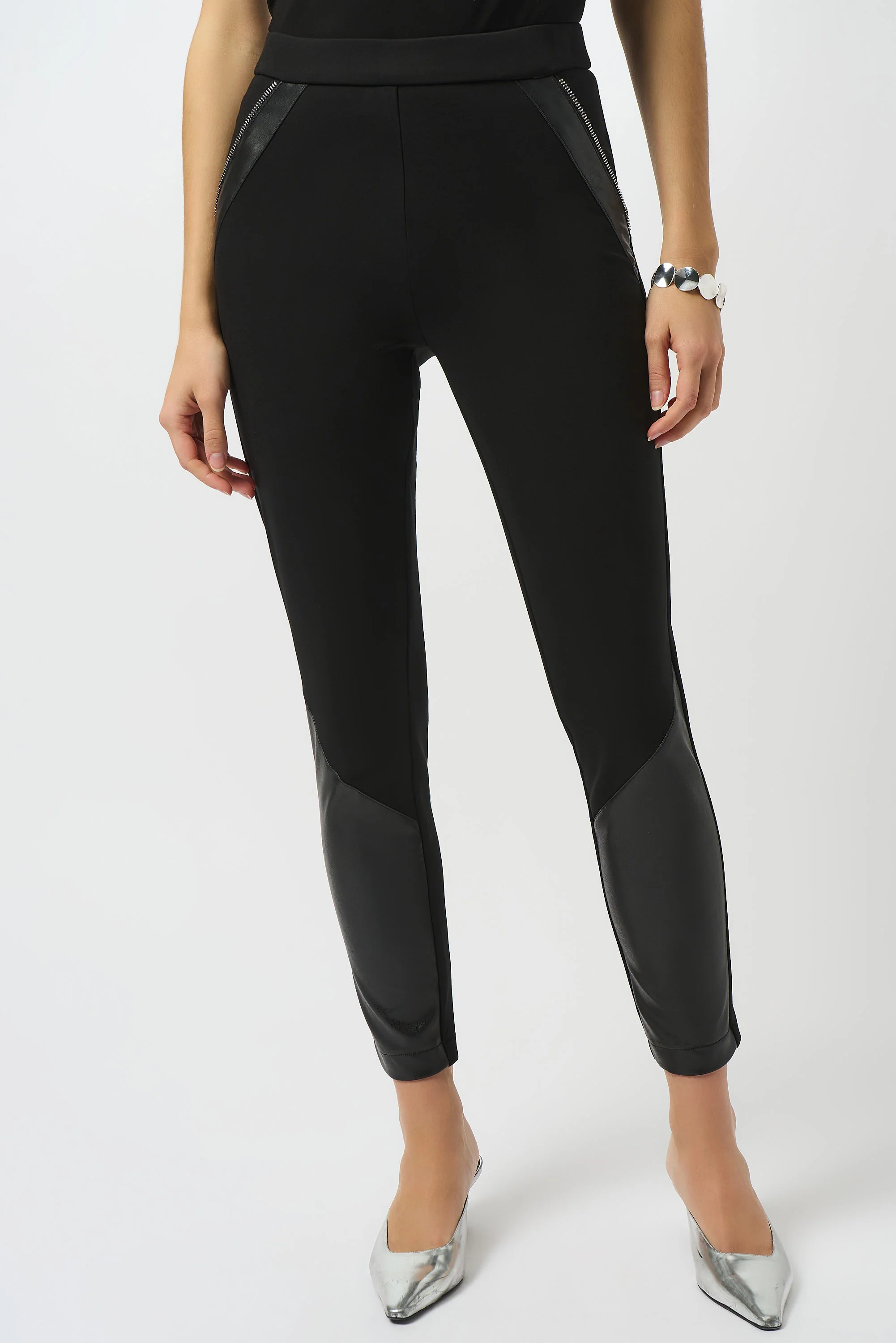 Joseph Ribkoff Heavy Knit and Leatherette Pull-On Legging Style 253078