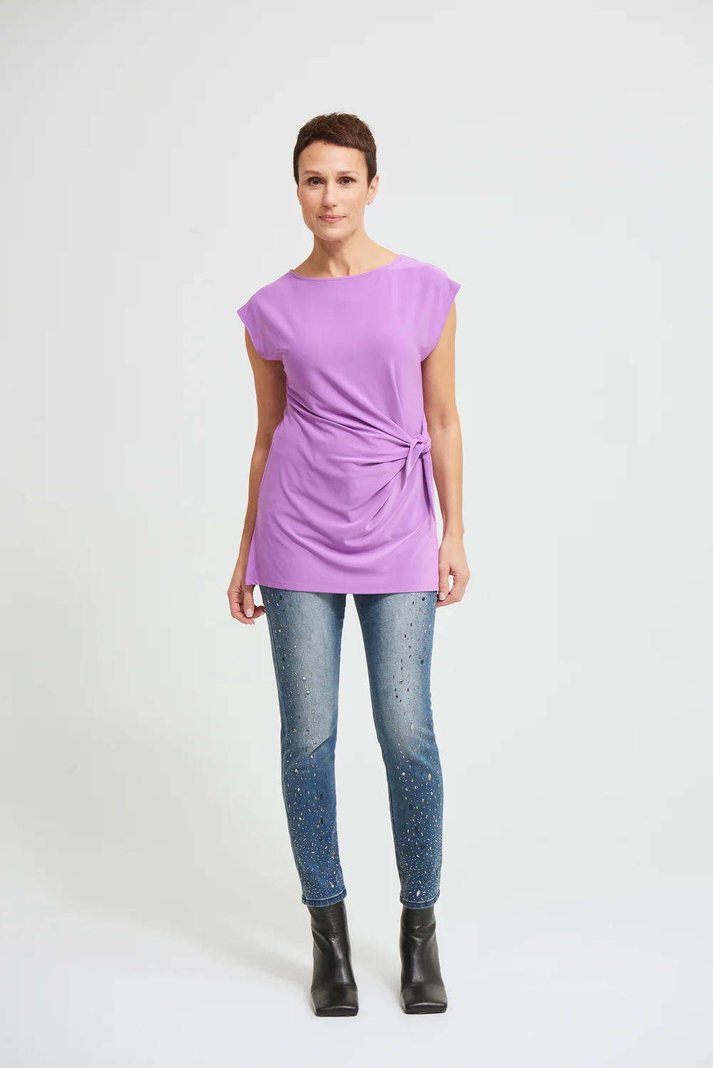 Joseph Ribkoff Hydrangea Draped sleeveless Top Style 213119 - Image 2