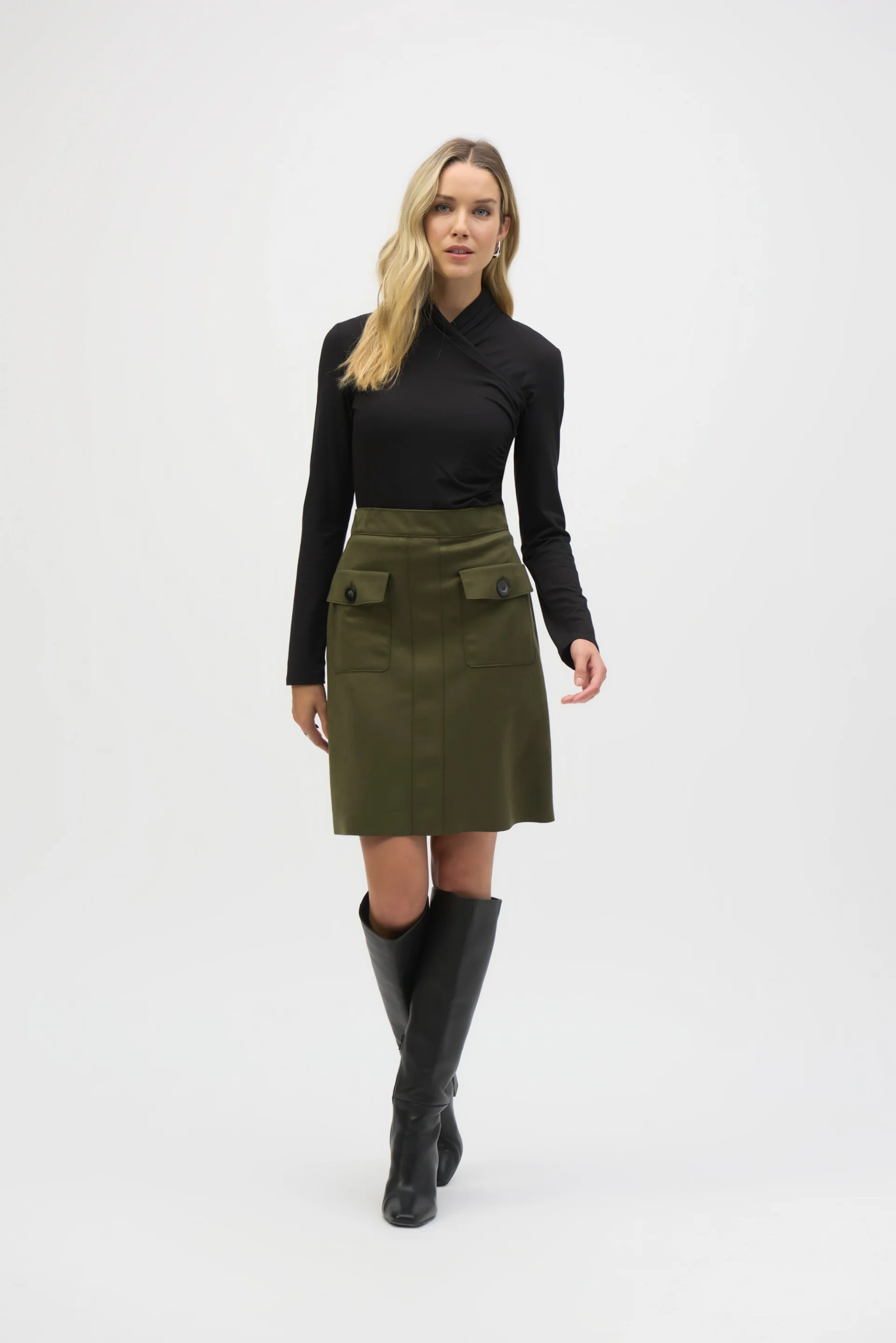 Joseph Ribkoff Iguana A-Line Faux Suede Pull-On Skirt Style 243238 - Image 3