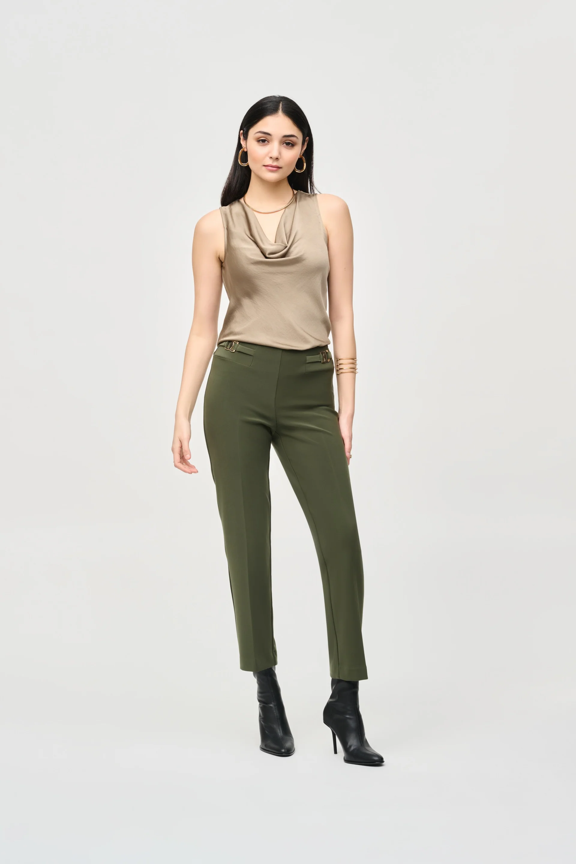 Joseph Ribkoff Iguana Bonded Silk Straight-Leg Pants Style 233180 - Image 4