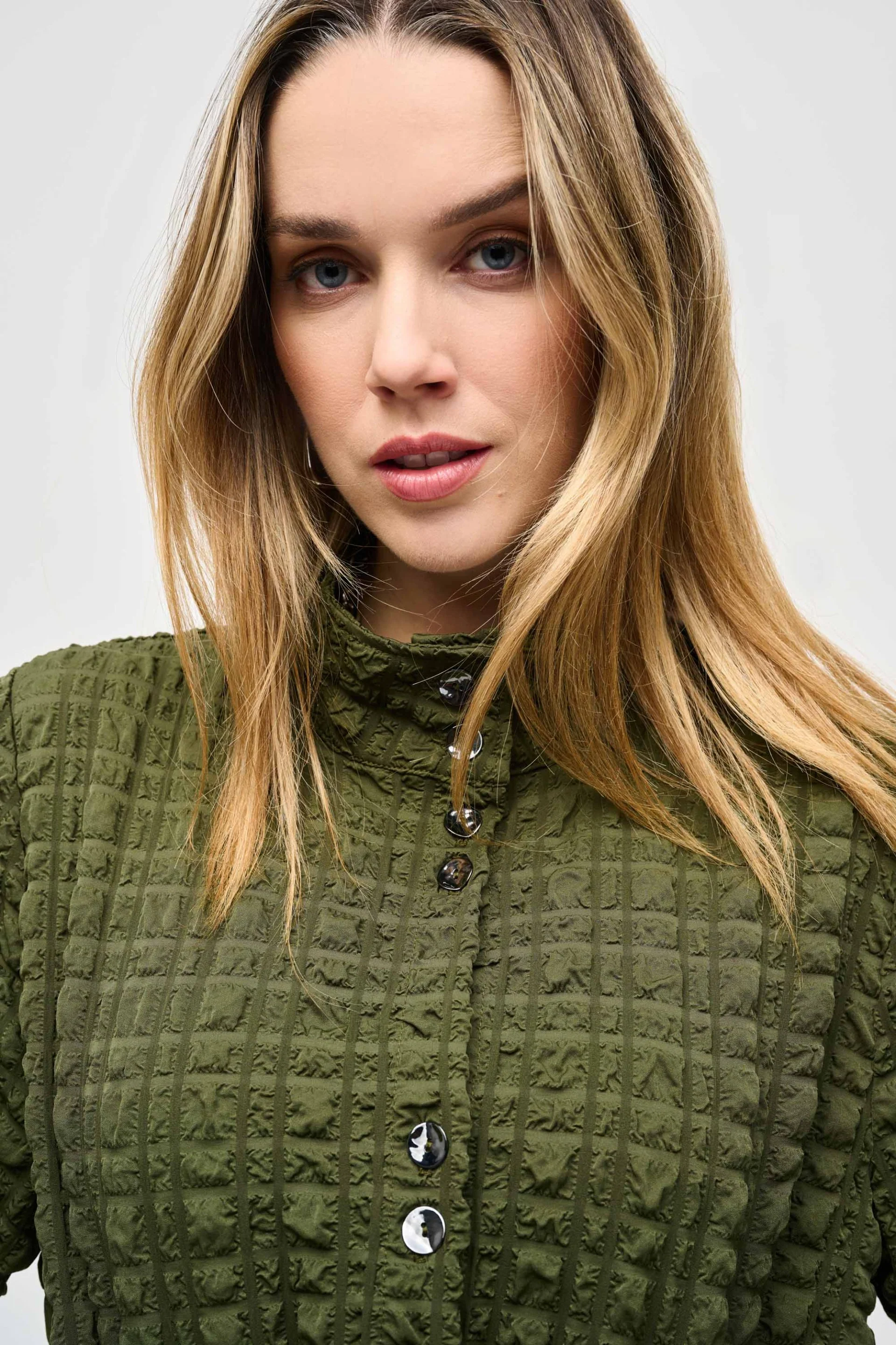 Joseph Ribkoff Iguana Bubble Jacquard Mock Collar Jacket Style 243199 - Image 3