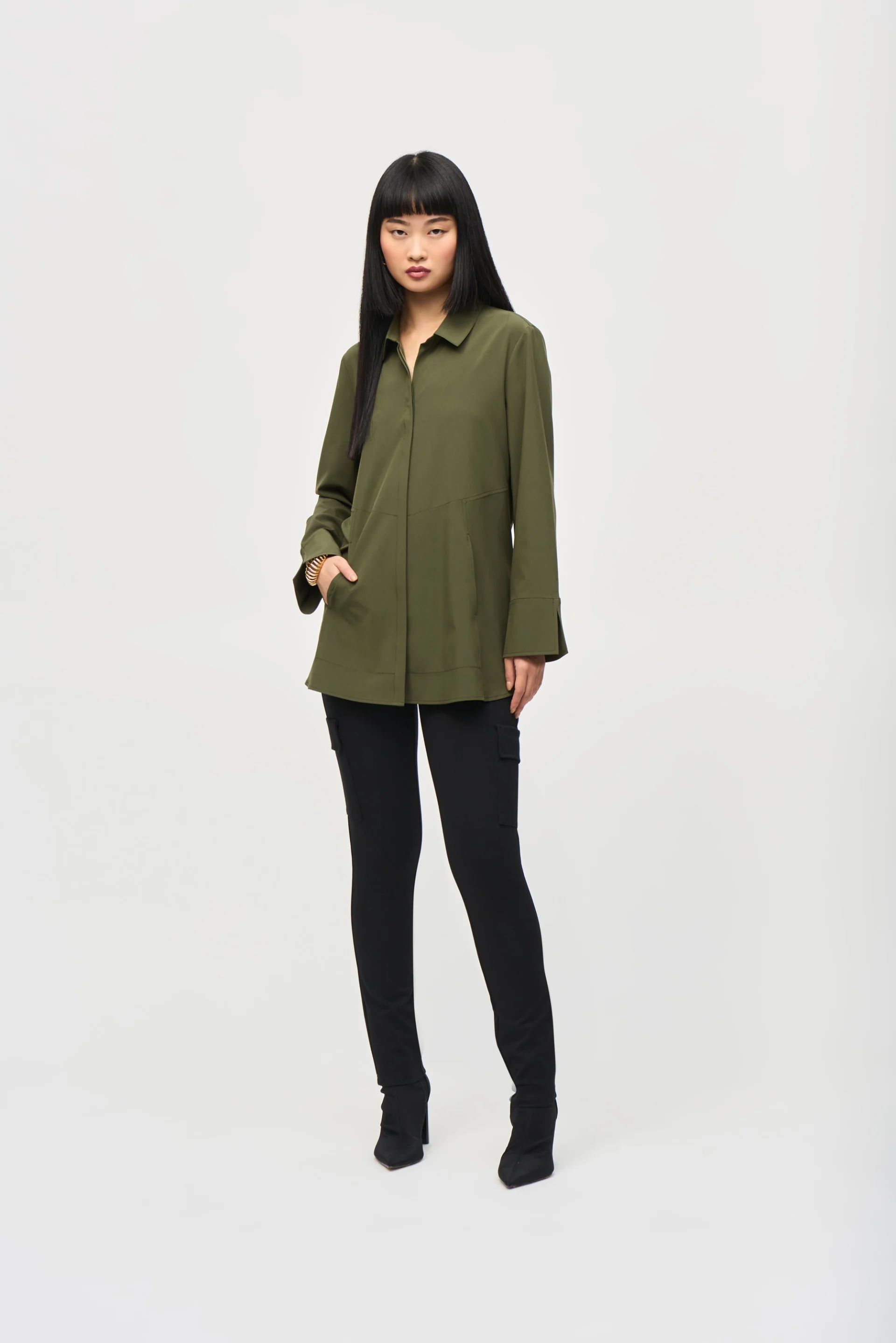 Joseph Ribkoff Iguana Button-Down Blouse With Pockets Style 243958 - Image 4