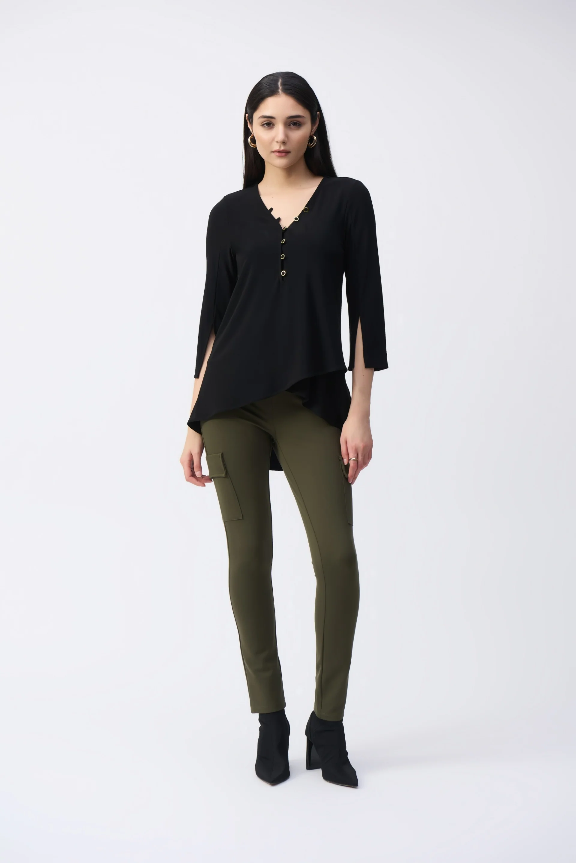 Joseph Ribkoff Iguana Slim Fit Cargo Pants Style 243045 - Image 3
