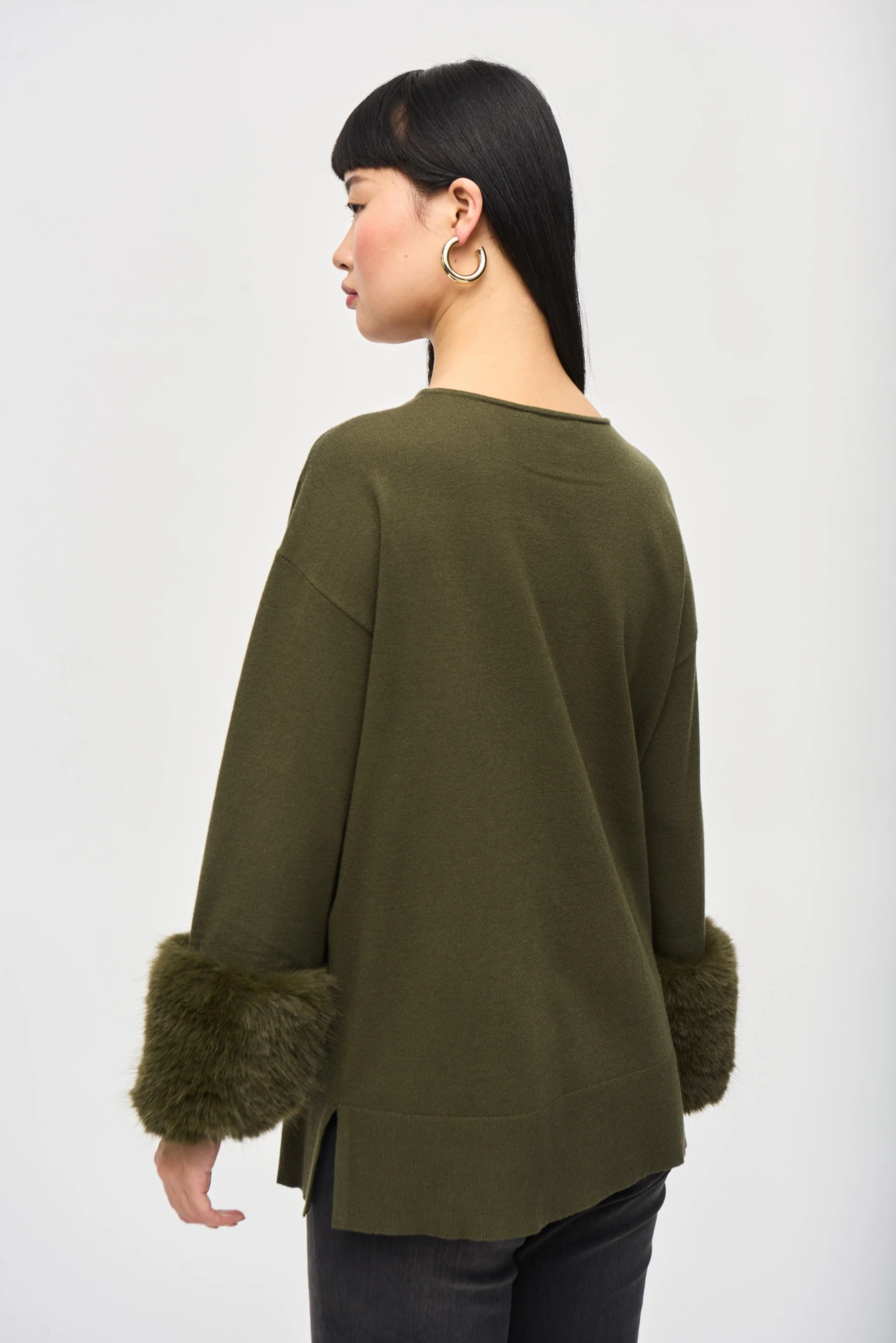 Joseph Ribkoff Iguana Tunic With Faux Fur Cuffs Style 243955 - Image 2