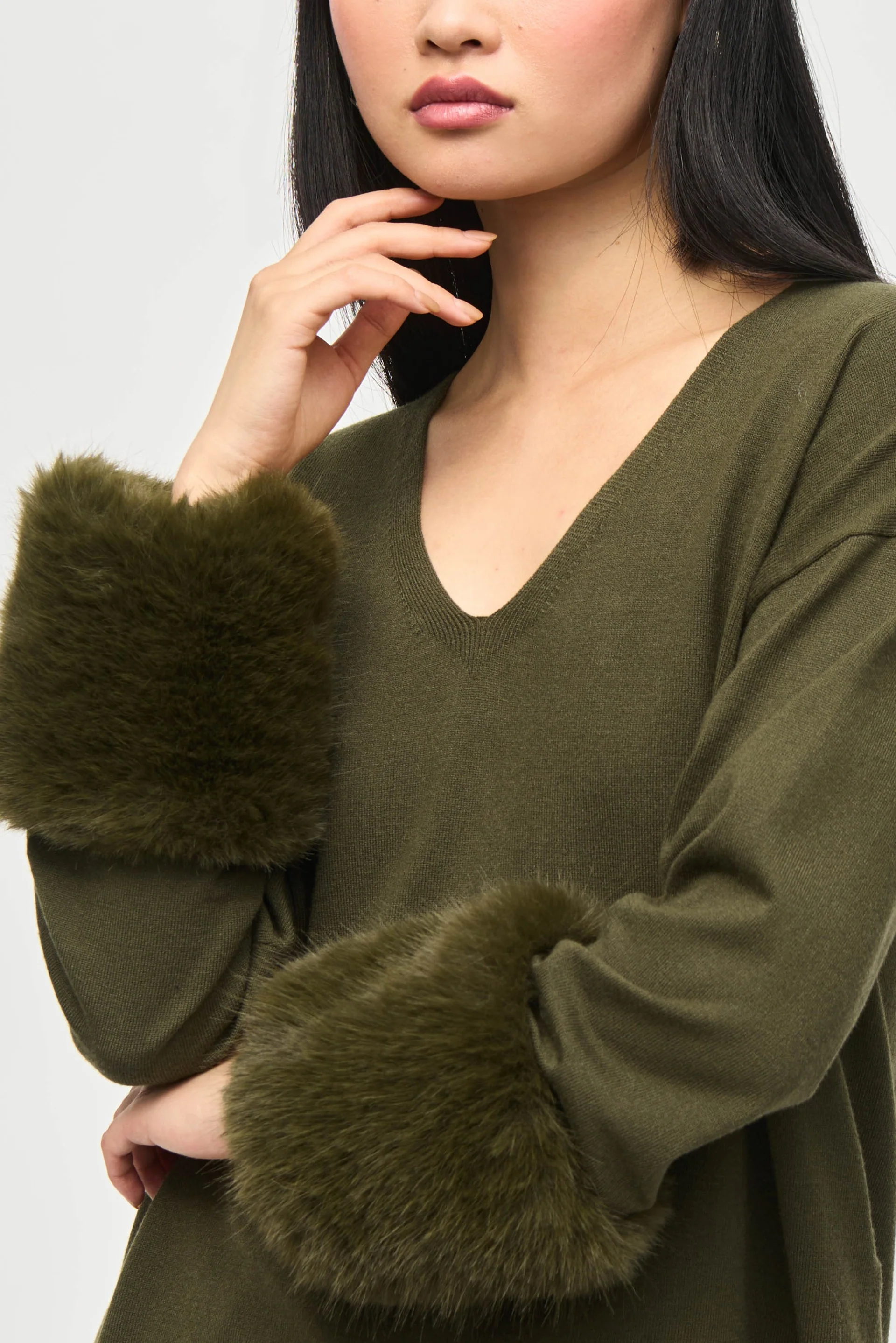 Joseph Ribkoff Iguana Tunic With Faux Fur Cuffs Style 243955 - Image 3