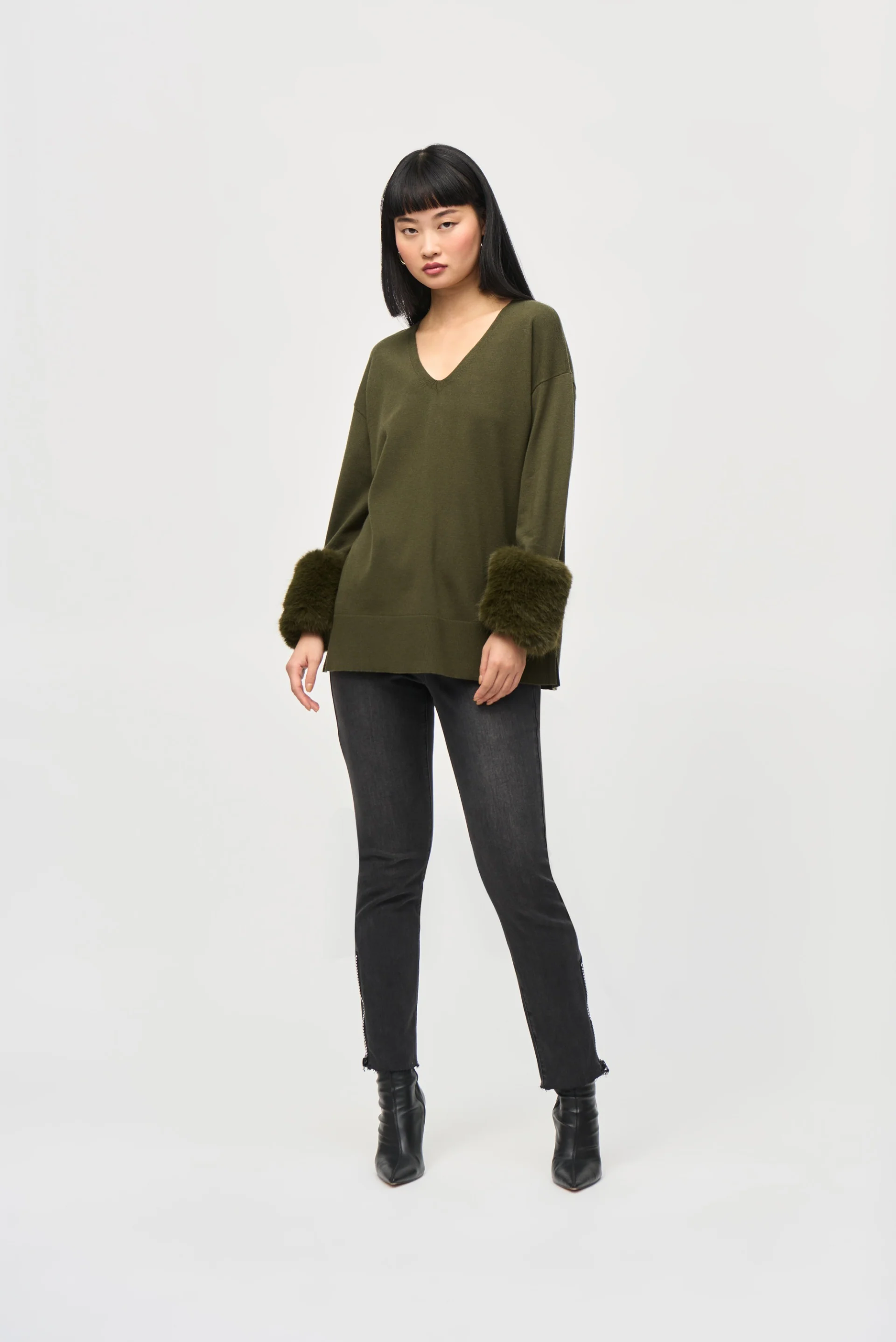 Joseph Ribkoff Iguana Tunic With Faux Fur Cuffs Style 243955 - Image 4