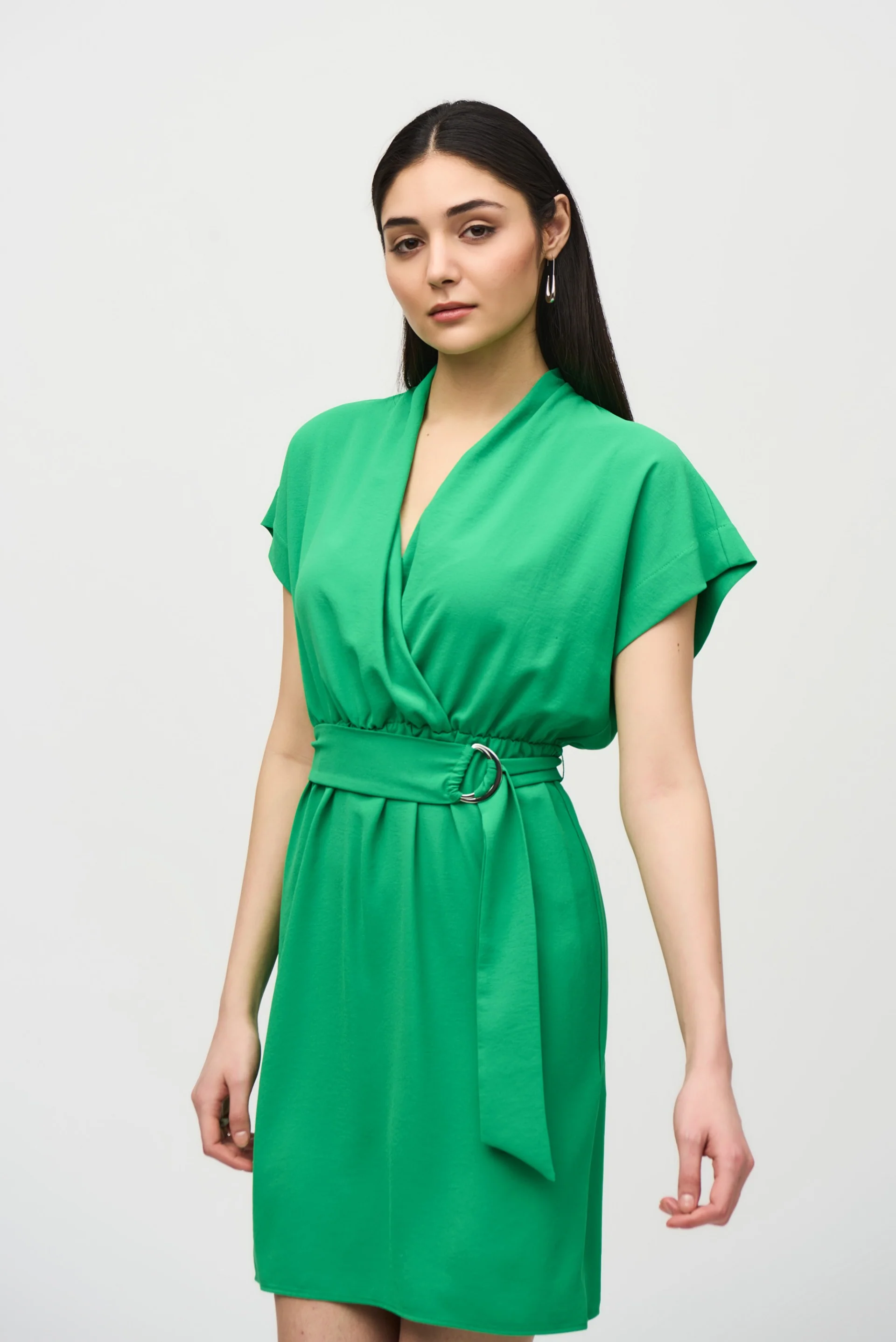 Joseph Ribkoff Island Green Belted Wrap Dress Style 242013 - Image 2