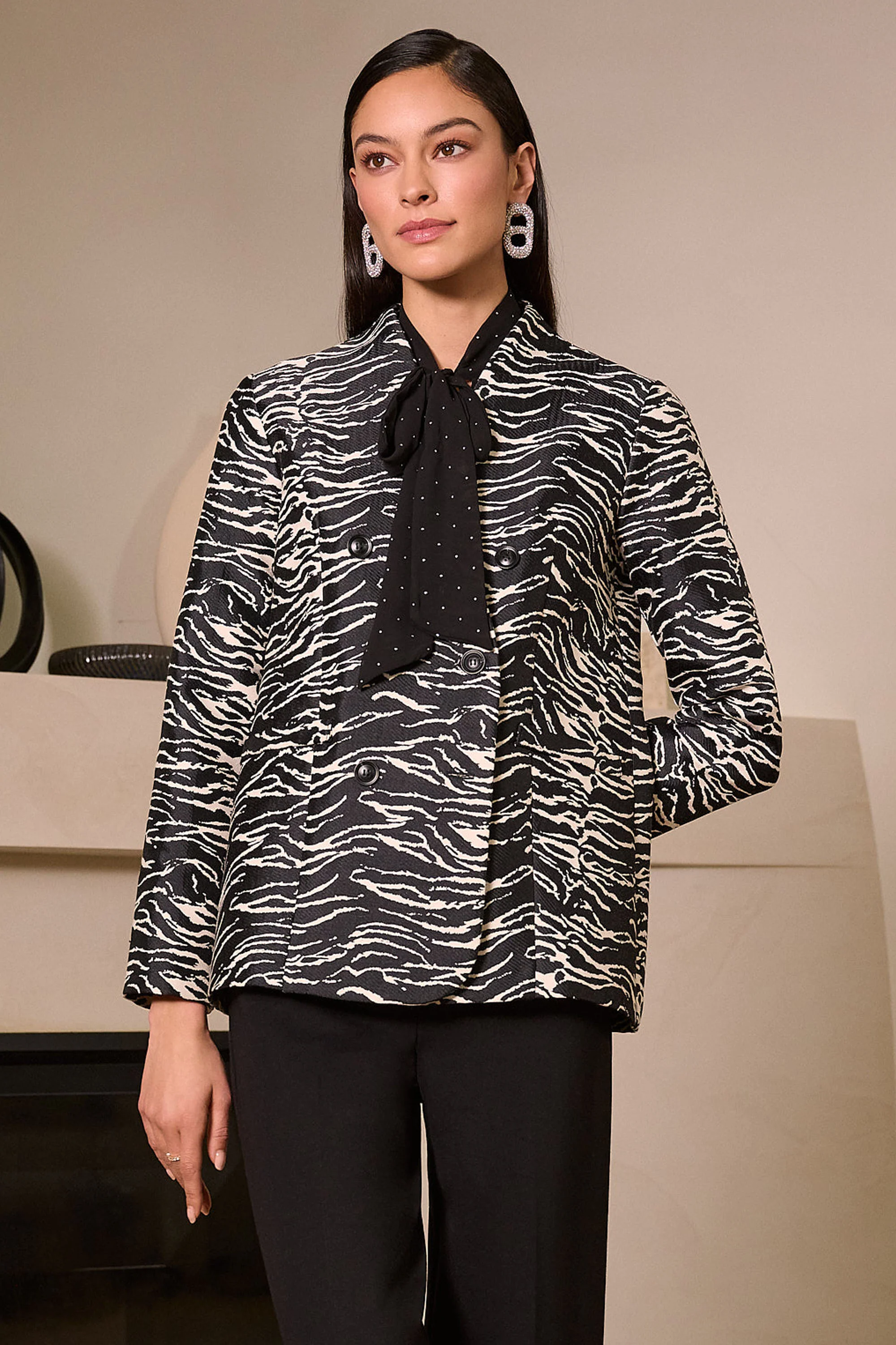 Joseph Ribkoff Jacquard Animal Print Straight Blazer Style 254072