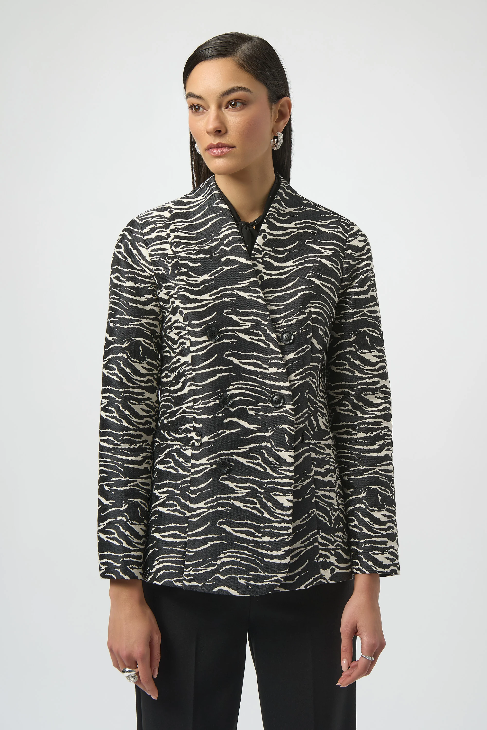 Joseph Ribkoff Jacquard Animal Print Straight Blazer Style 254072 - Image 6