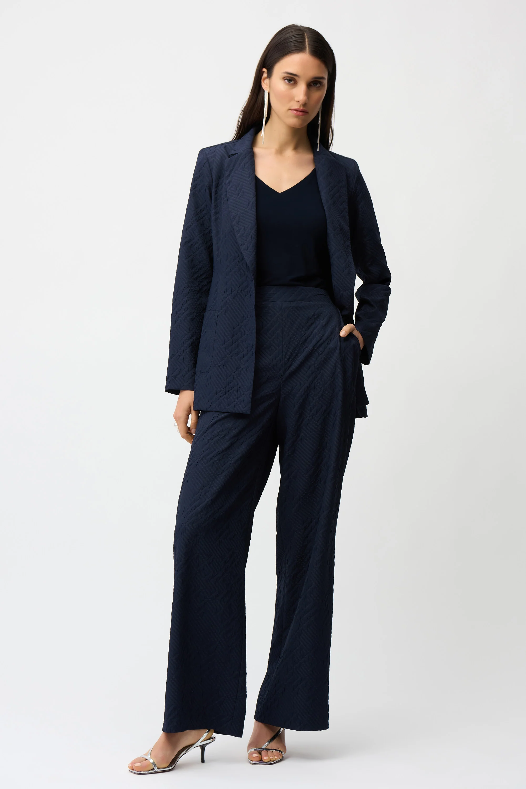 Joseph Ribkoff Geometrical Texture Wide Leg Pull-On Pants Style 261056 - Image 2