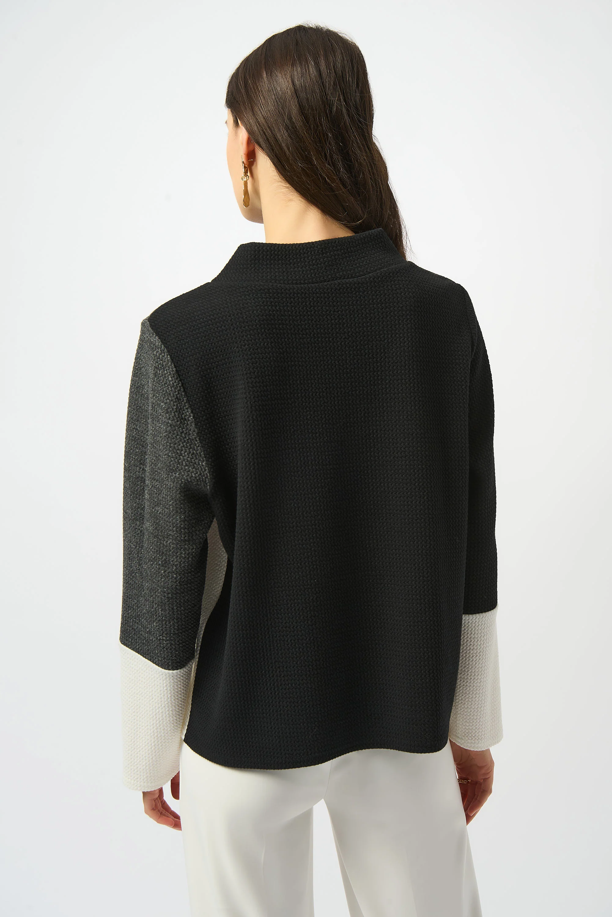 Joseph Ribkoff Jacquard Knit Colour-Block Boxy Top Style 253236 - Image 3