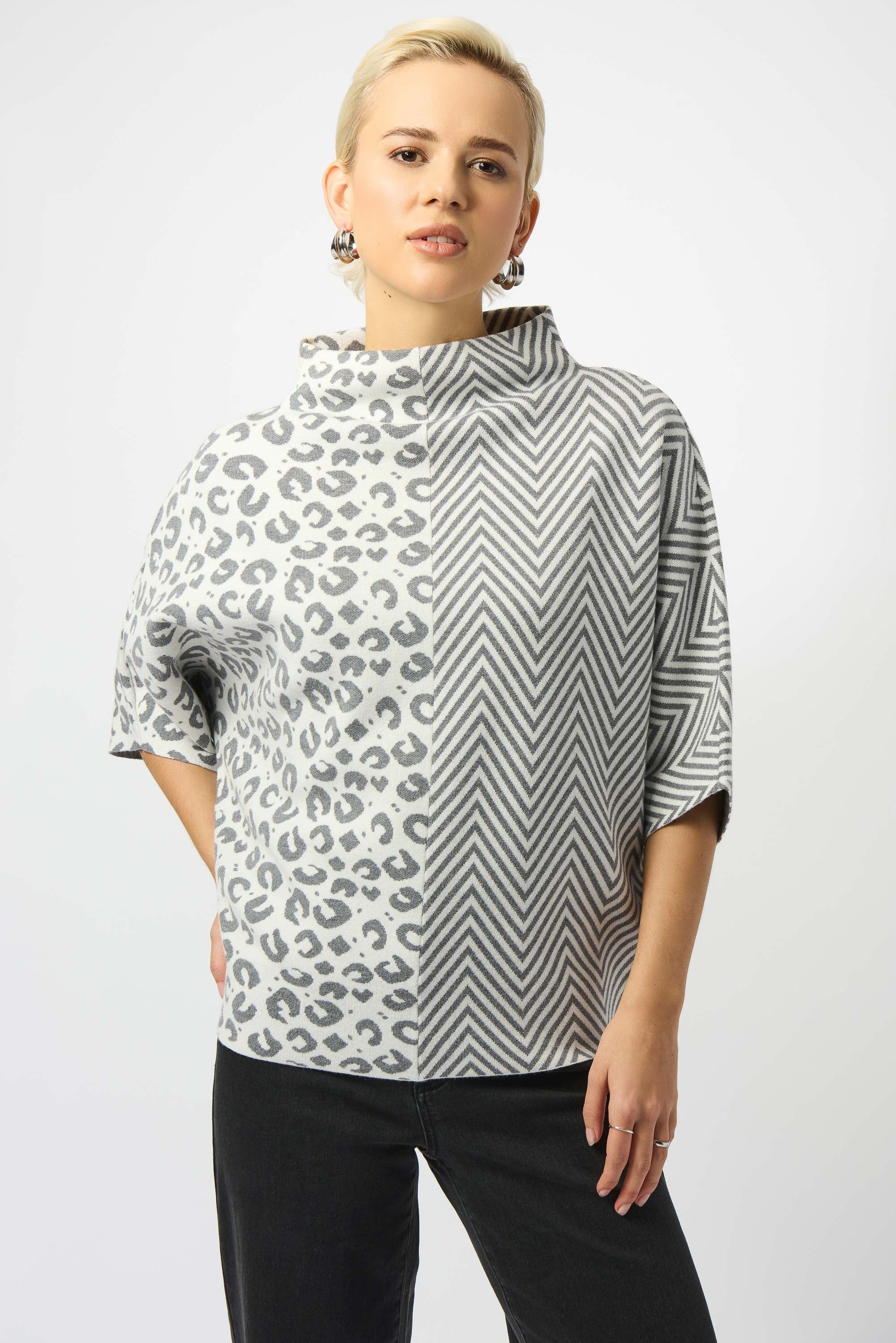 Joseph Ribkoff Mixed Print Boxy Sweater Style 253981
